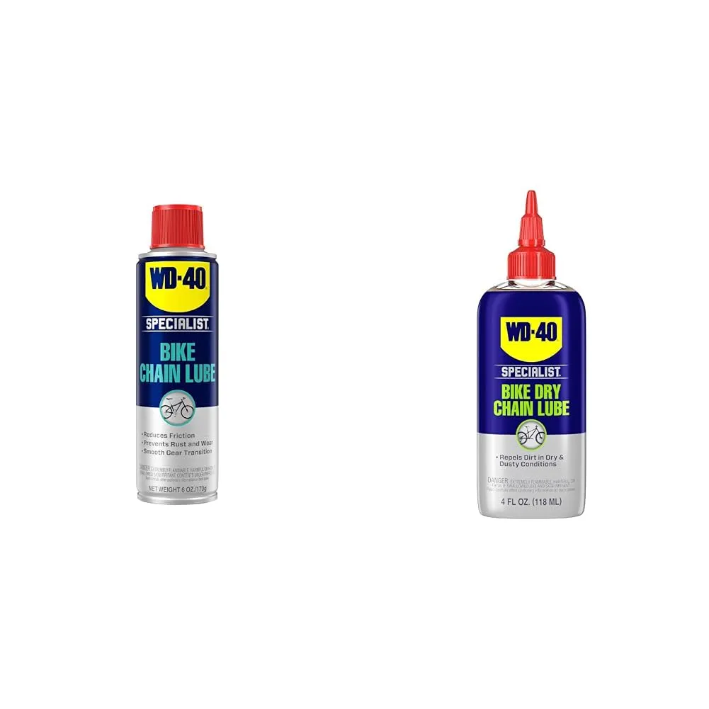 WD-40 Specialist Bike Chain Lube Set - 6 OZ Wet & 4 OZ Dry, Pro-Grade Protection for Smooth Rides