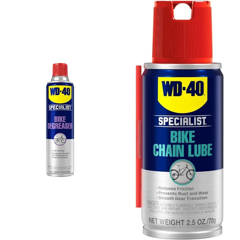 WD-40 Specialist Bike Degreaser 10 OZ & Chain Lube 2.5 OZ Bundle for Smooth Riding Performance