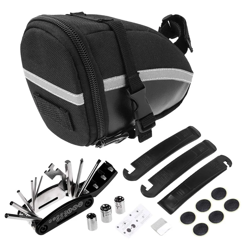 Wemay 16-in-1 Bike Repair Tool Kits with Saddle Bag - Multi Function Cycling Tool Kit