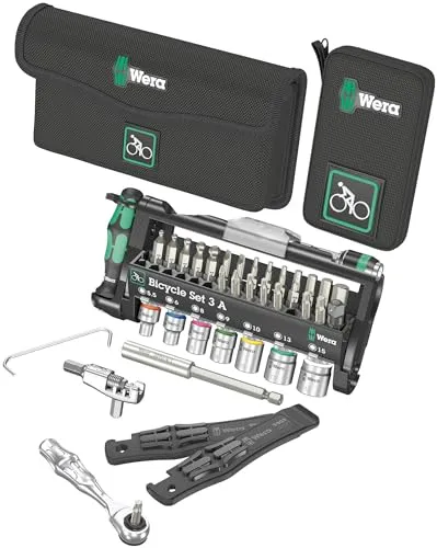 Wera Bicycle Tool Set 3 A - 40-Piece Compact Kit with Chain Riveter & Tyre Levers for Biking