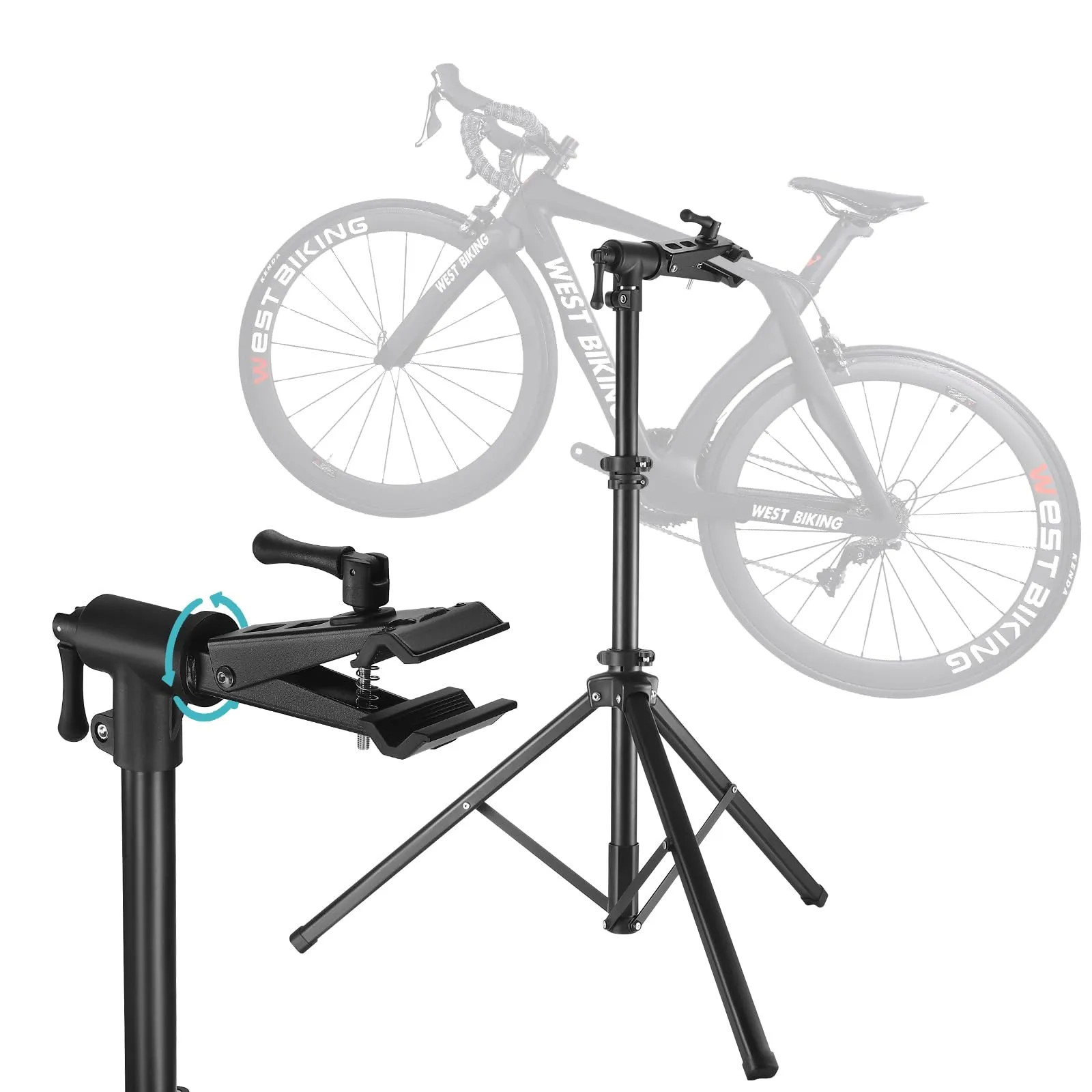 West Biking Heavy Duty Foldable Bike Repair Stand - Height Adjustable, Portable, 77 LBS Capacity