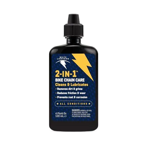 White Lightning 2-in-1 Bike Care 4 oz Lubricant & Degreaser - Fast, Easy Maintenance for Cyclists