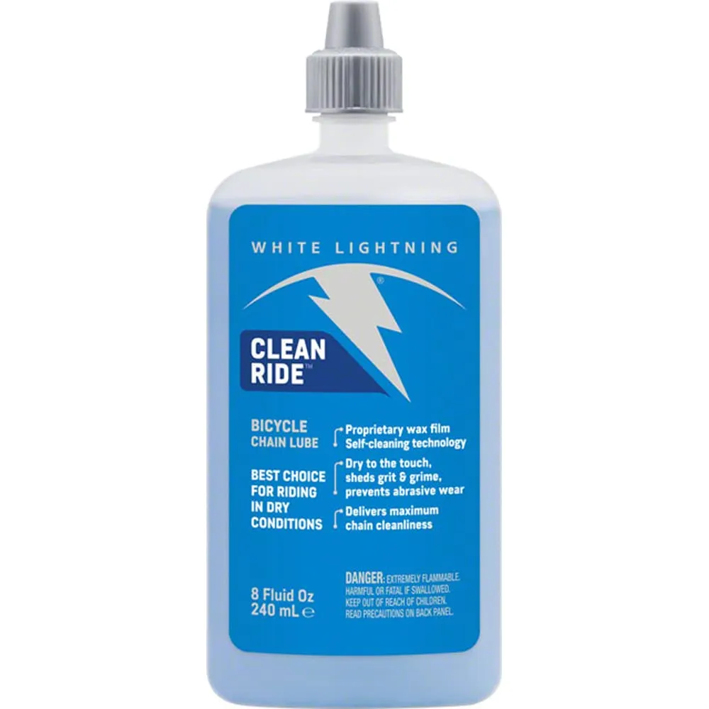 White Lightning Clean Ride Self-Cleaning Wax Bicycle Chain Lubricant 8 oz - Dry Finish, 3x Longer Life