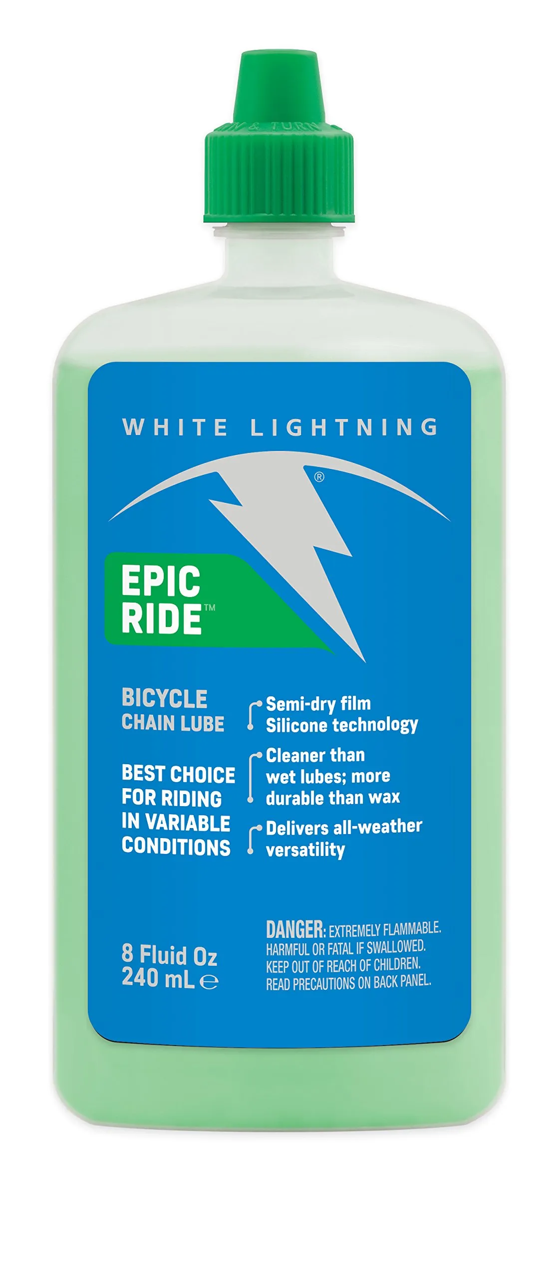 White Lightning Epic Ride All Conditions Bicycle Chain Lube - 100% Synthetic, Non-Petroleum