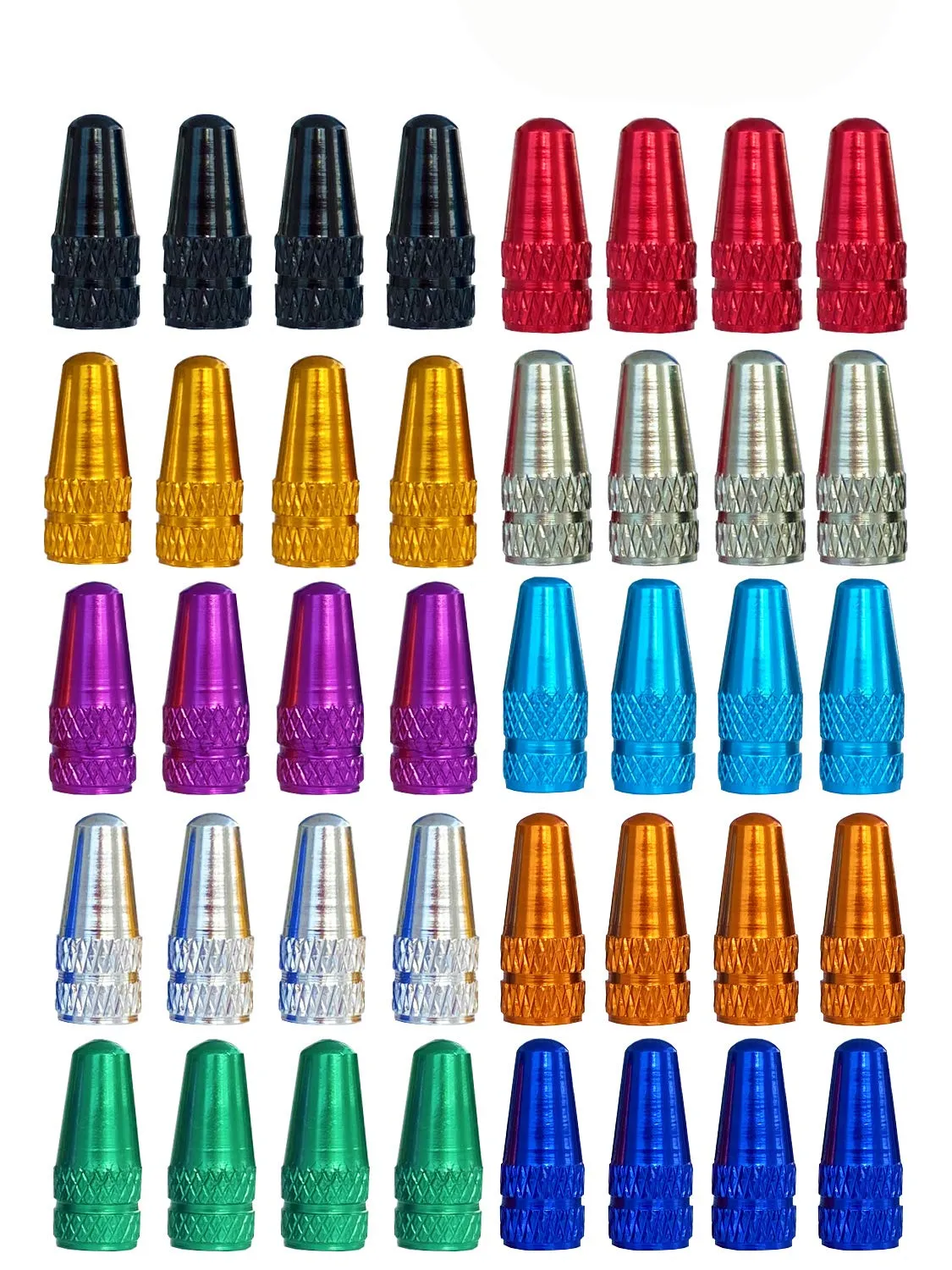 Winorda 40-Piece Aluminum Bike Tire Valve Stem Caps in 10 Colors - Stylish Presta Valve Caps
