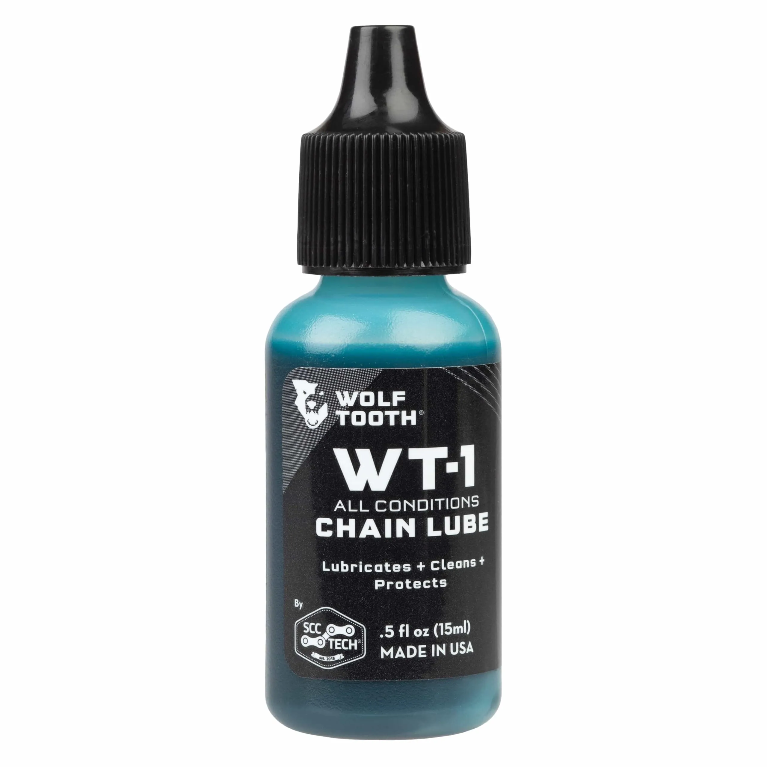 Wolf Tooth WT-1 Chain Lube 0.5 oz - Synthetic Lubricant for All Conditions, Cleans & Protects