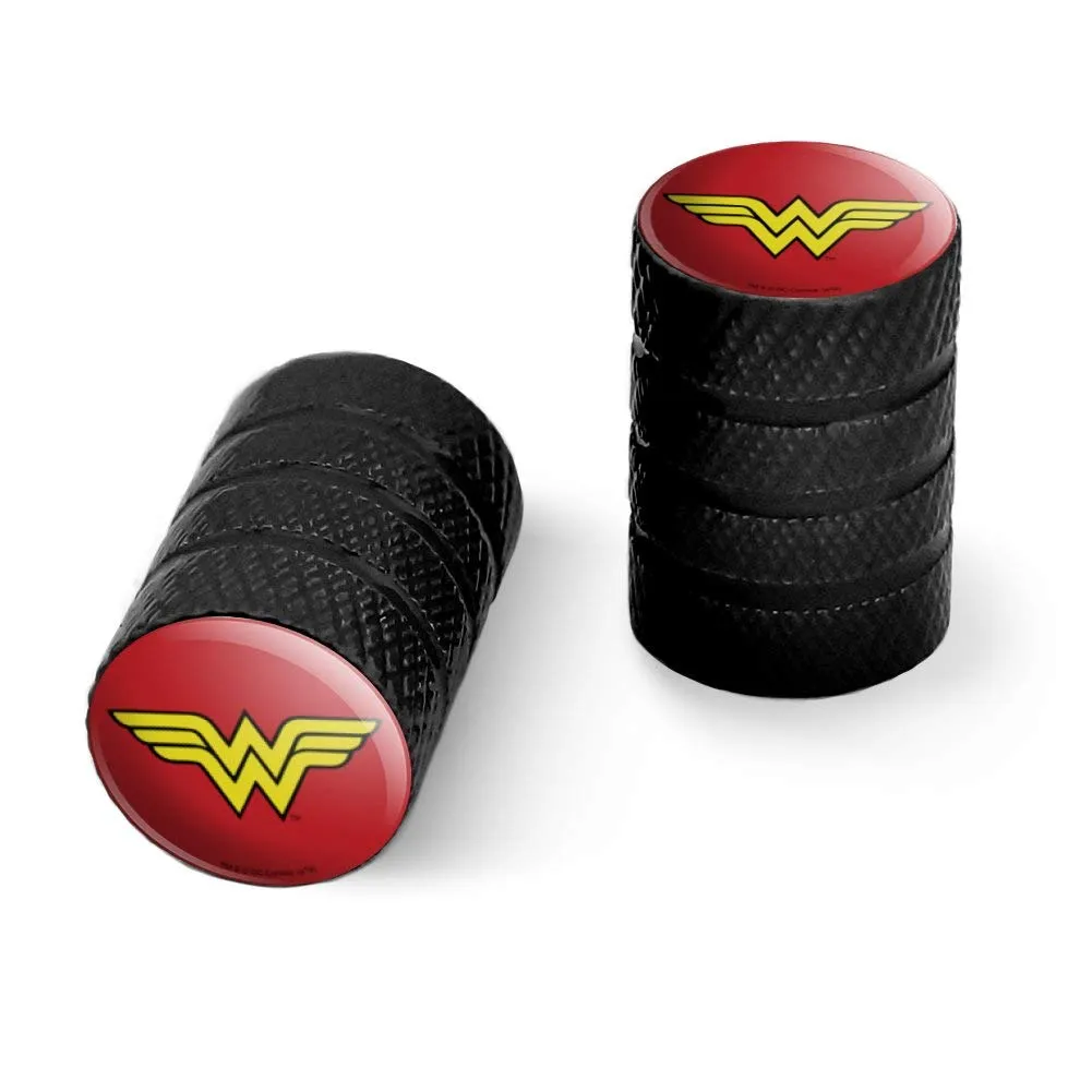 Wonder Woman Valve Stem Caps for Motorcycle & Bicycle - Aluminum, Easy Grip, Officially Licensed