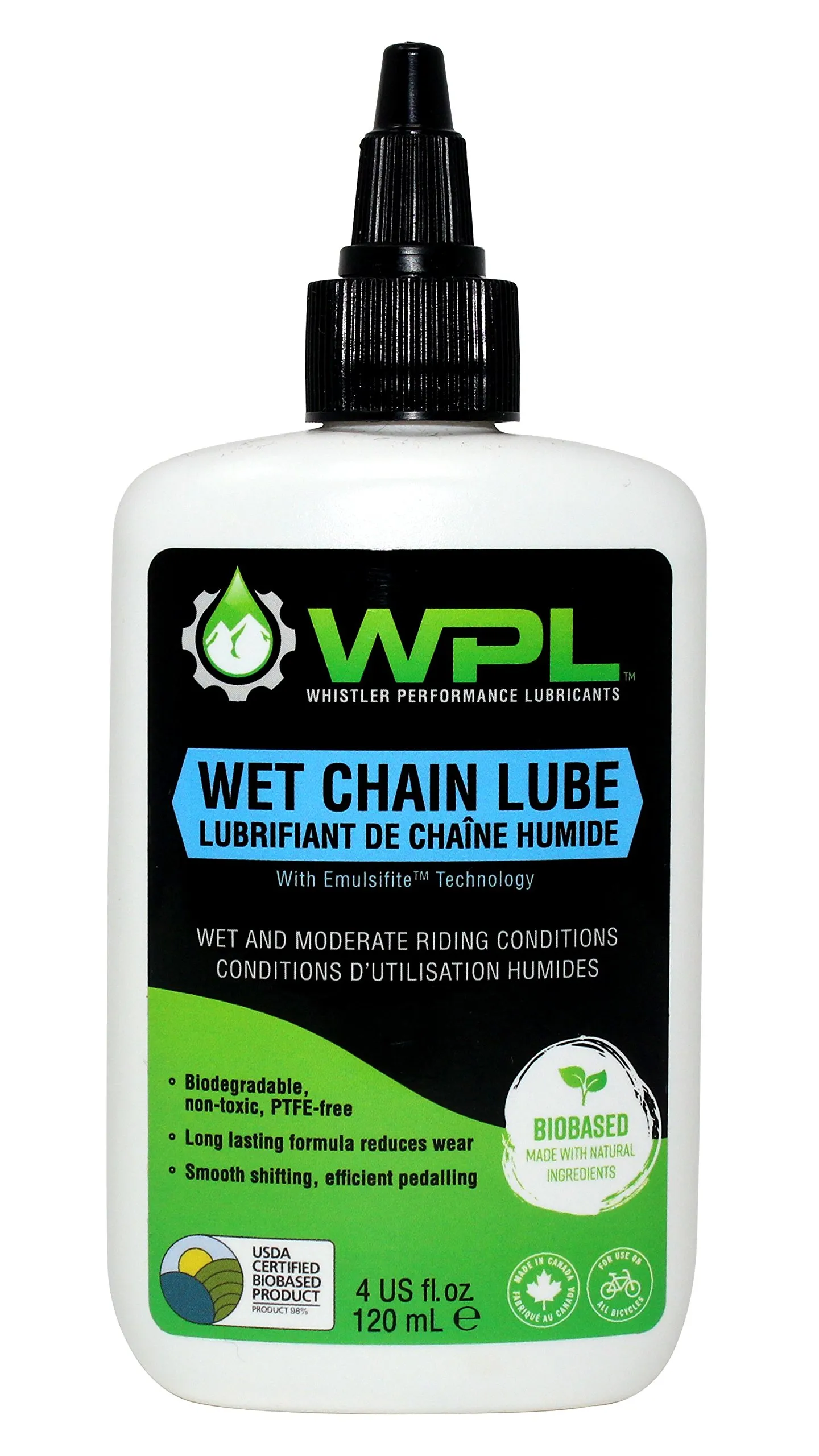 WPL Wet Chain Lube 120ml - Premium Bio-Based Lube for Mountain & Road Bikes in Wet Conditions