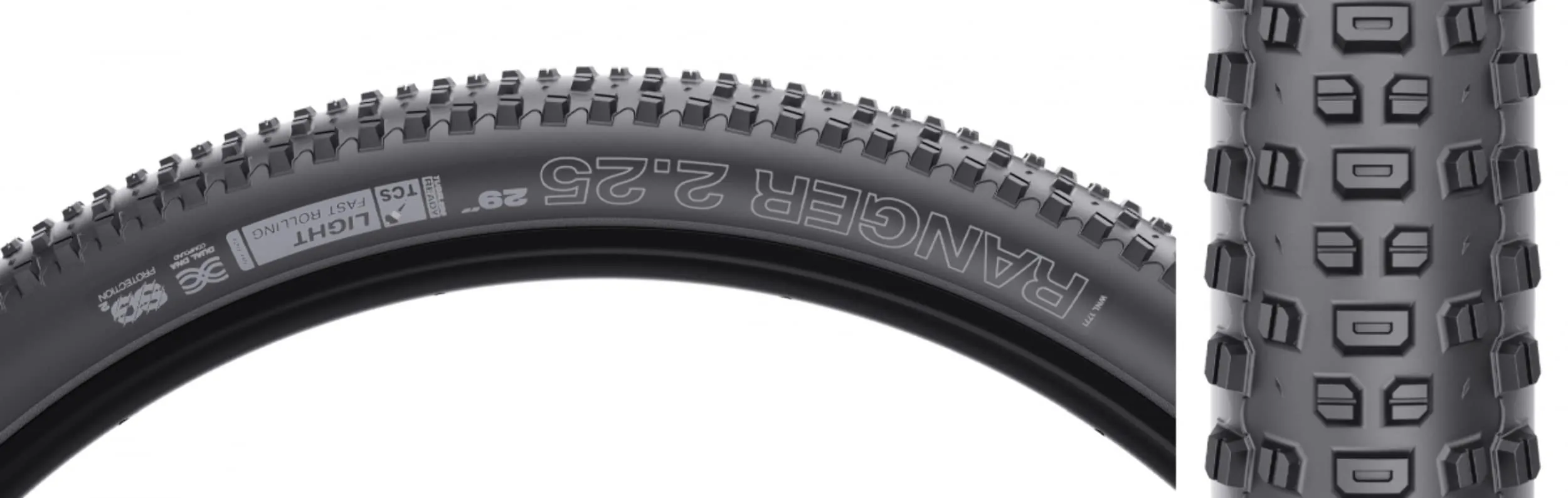 WTB Ranger 2.25 x 29 TCS Light/Fast Rolling Tire - Dual DNA SG2 Protection, 120tpi, Mud-Shedding