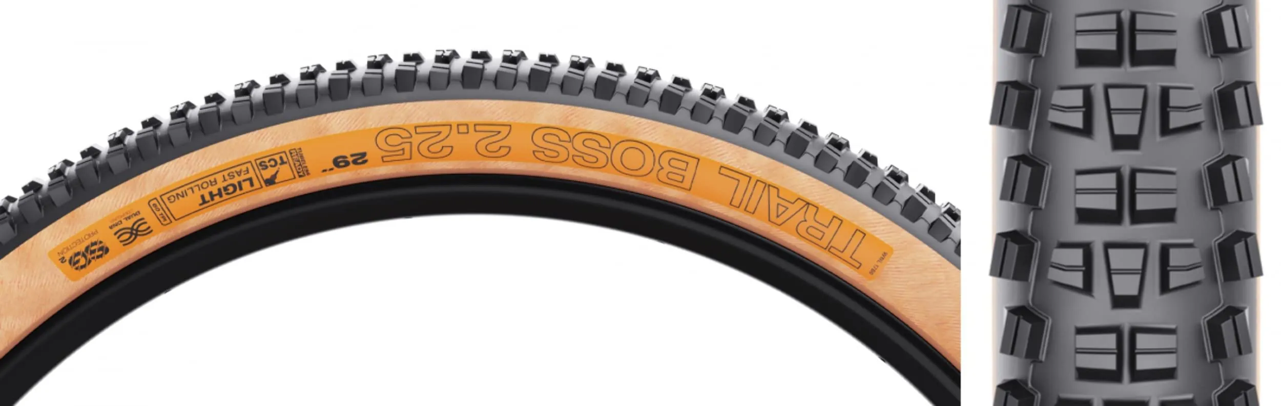 WTB Trail Boss 2.25 x 29 TCS Light/Fast Rolling Tire (Tan) - Dual DNA Compound, SG2 Protection