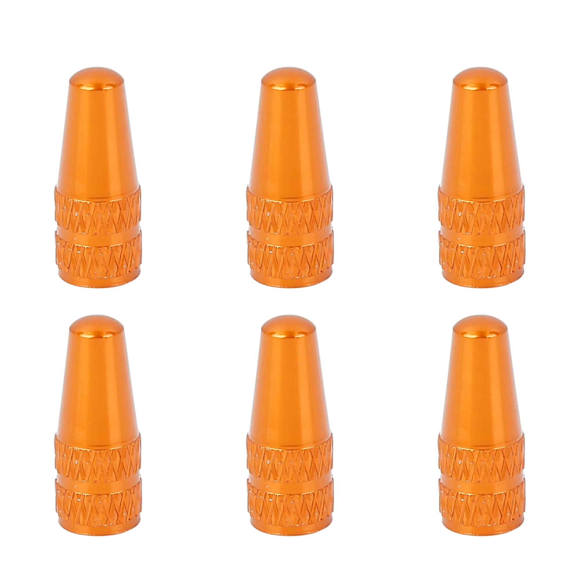 X AUTOHAUX 6pcs Orange Aluminum Alloy Bicycle Valve Caps - Durable Dust Covers for Tires