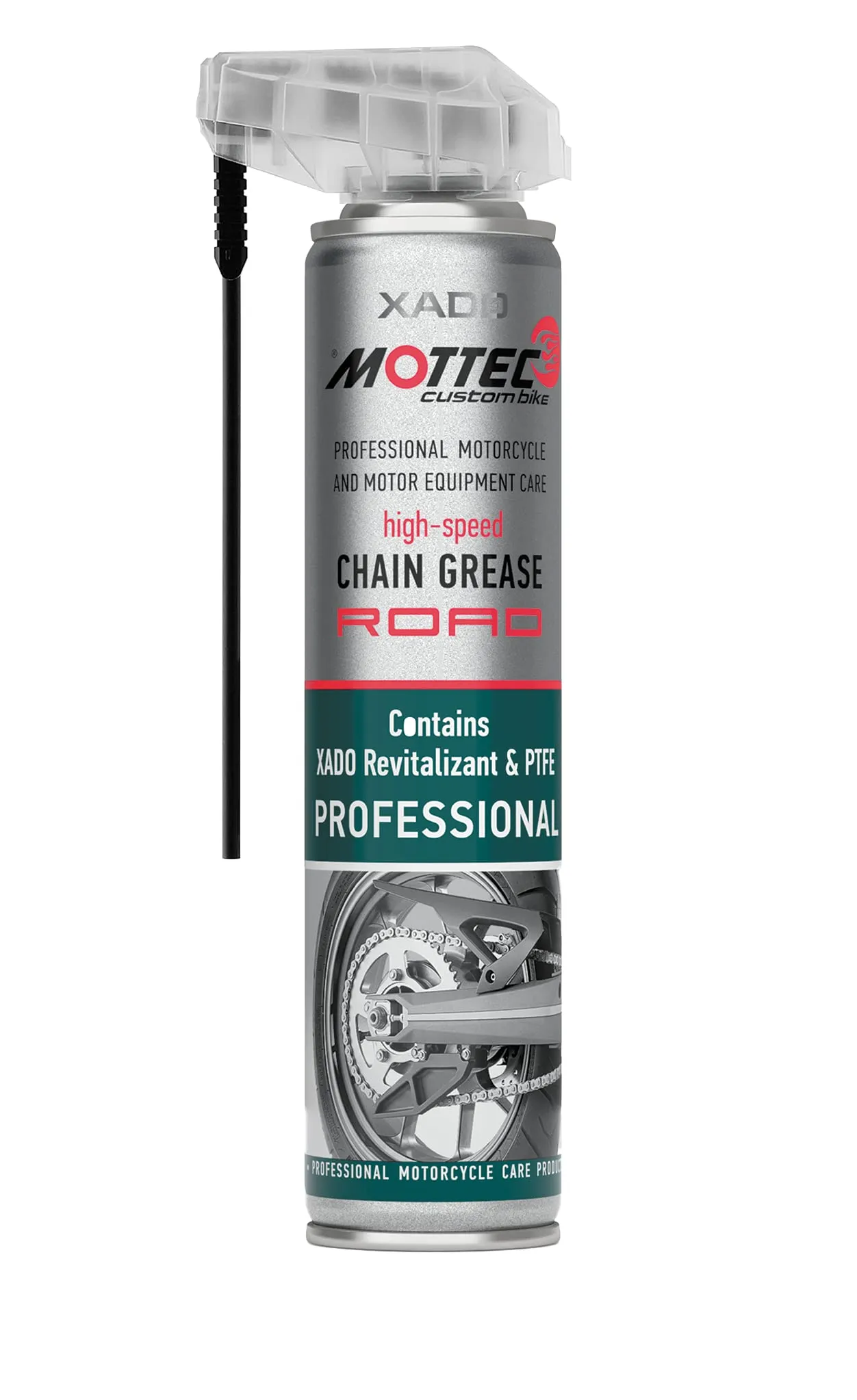 XADO Mottec Professional Motorcycle High Speed Road Chain Grease, 200ml - Rally, PTFE, Corrosion Protection