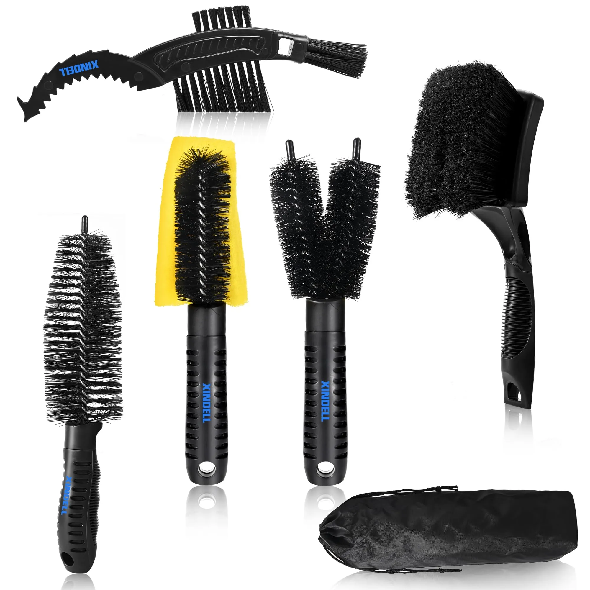 Xindell Bike Cleaning Kit - 5 Durable Nylon Brushes & Tools for Motorcycle and Bicycle Maintenance