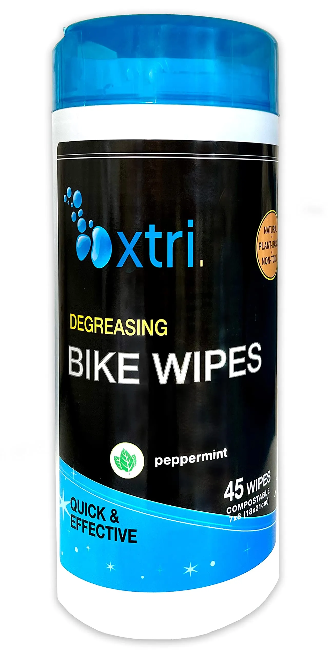 Xtri Bike Wipes - 45 Count Natural Degreasing Wet Wipes with Peppermint by Jasmine Seven