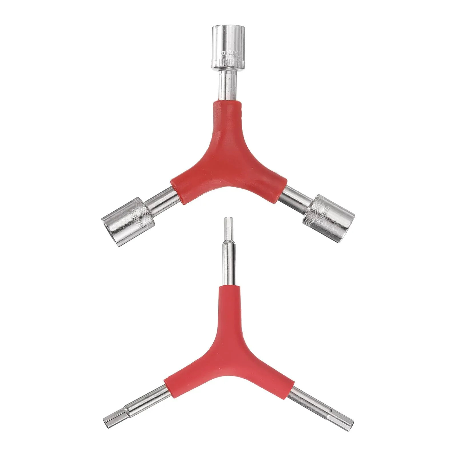 Y-Shaped 3 Way Bike Hex Wrench Set 8/9/10mm - Compact Multi Tool for Bicycle Repair, Red & Silver
