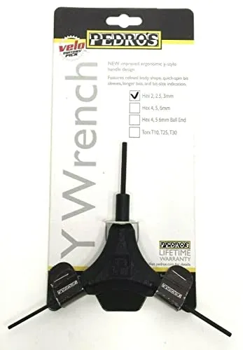 Y Wrench Ergo by Pedro's - Hex Sizes 2/2.5/3mm, 4/5/6mm, Torx T10/T25/T30 - Durable & Comfortable