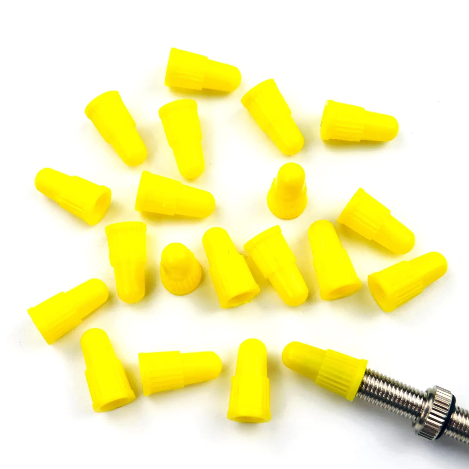 Yellow Presta Valve Stem Caps - Lightweight Plastic Tire Valve Covers for Bike - 20 Pack