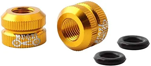 Yikko Bicycle Inner Tube Valve Nuts with Sealed O Ring, Colorful Presta Valve Nuts - 2pcs Gold
