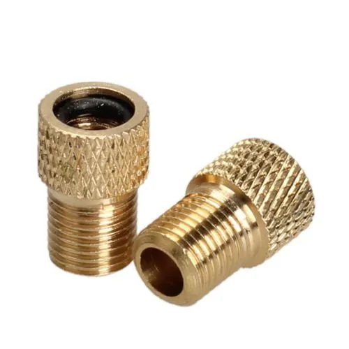 Yosoo MTB Bike Brass Adapter Presta Schrader Pump Connector Valve Converter - Gold, 2pcs