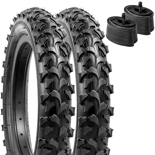 YUNSCM 12.5' Bike Tires and Heavy Duty Tubes - 2-Piece Set, Schrader Valve, Mountain/Off-Road