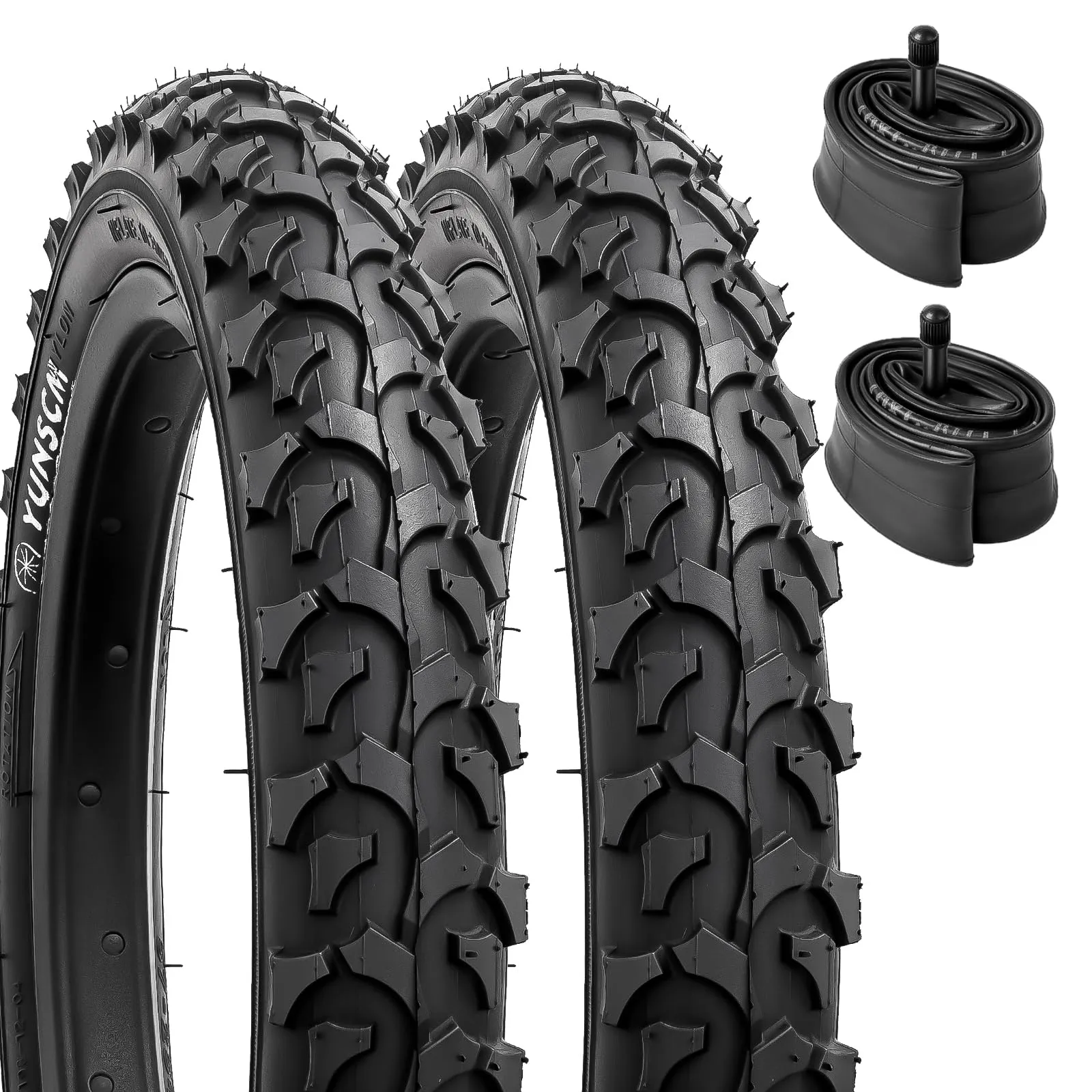 YUNSCM 12' Bike Tires & Tubes Set - 2PCS 12x1.95 with Schrader Valve for Mountain/Off-Road Use