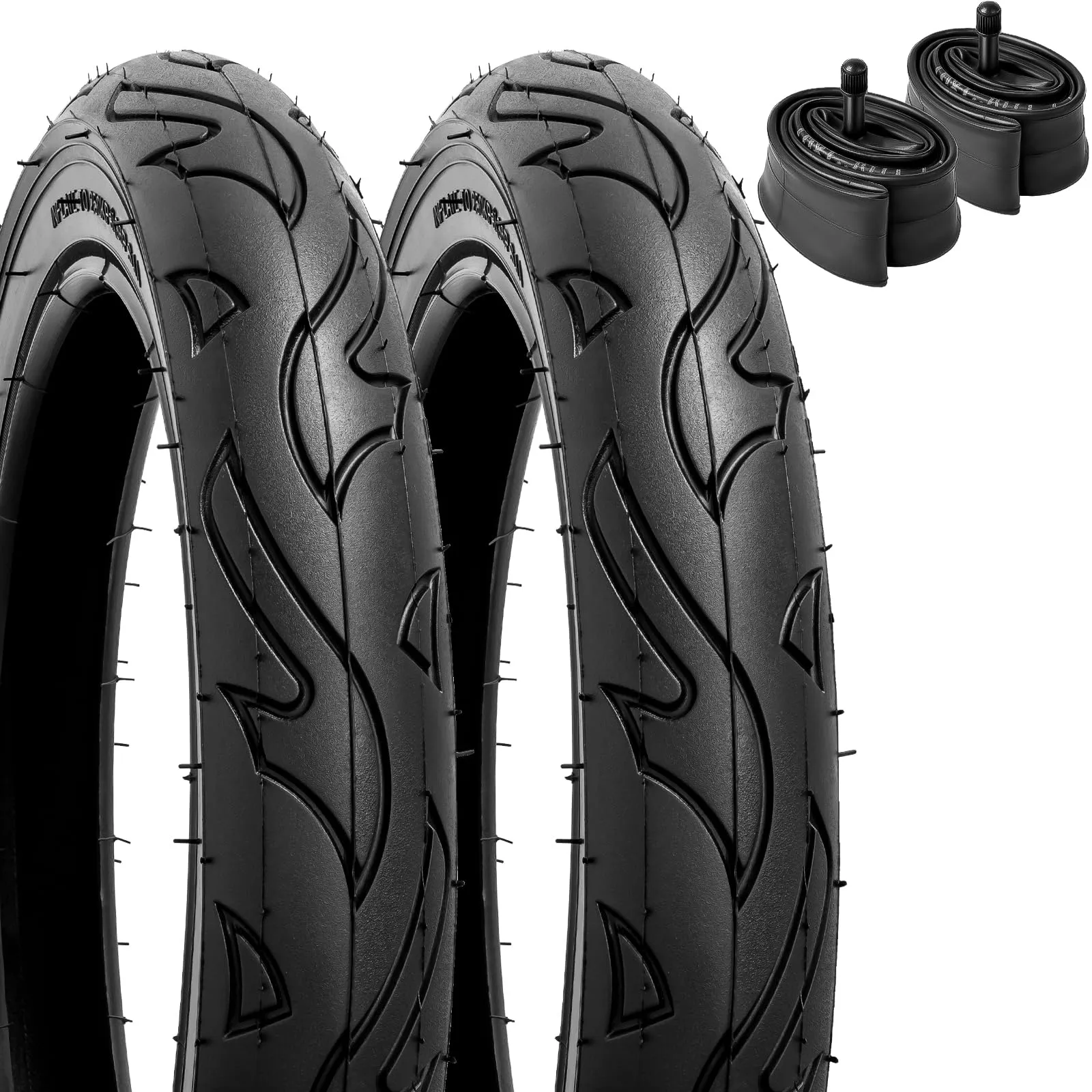 YUNSCM 14' Bike Tires 14x2.125, 14' Bike Tubes, Schrader Valve & 2 Rim Strips - Durable & Reliable