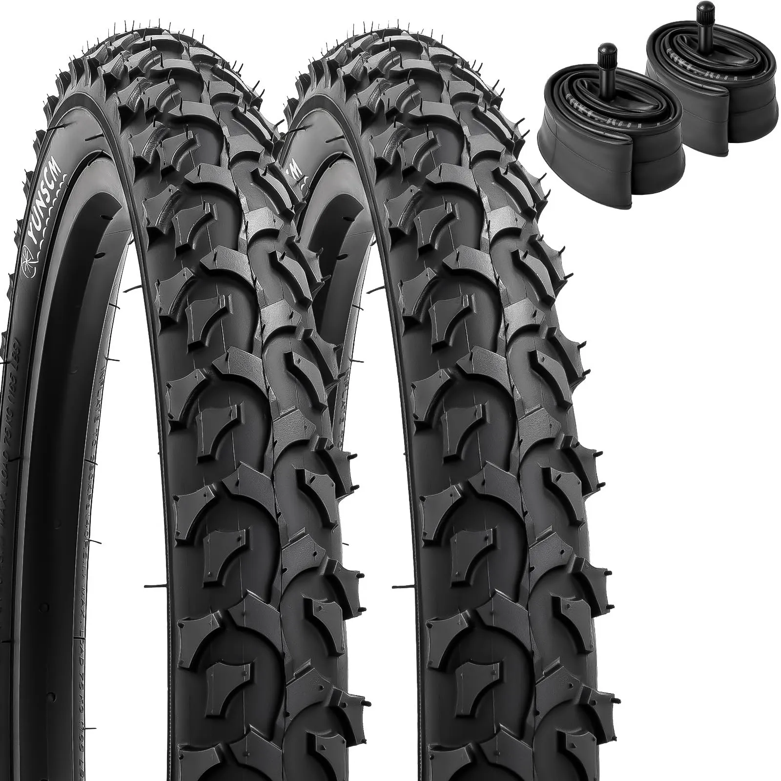 YUNSCM 14' Bike Tires and Tubes, 2-Piece Set with Rim Strips, Compatible with 14x2.10/2.125/2.25