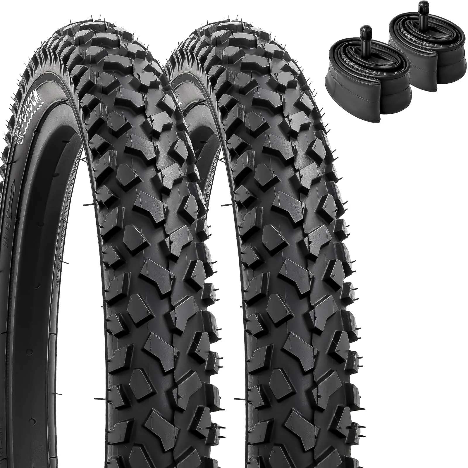 YUNSCM 16' Bike Tires 2-PCS Set with Tubes for Mountain/Off-Road - 16x2.125, Schrader Valve, 60TPI