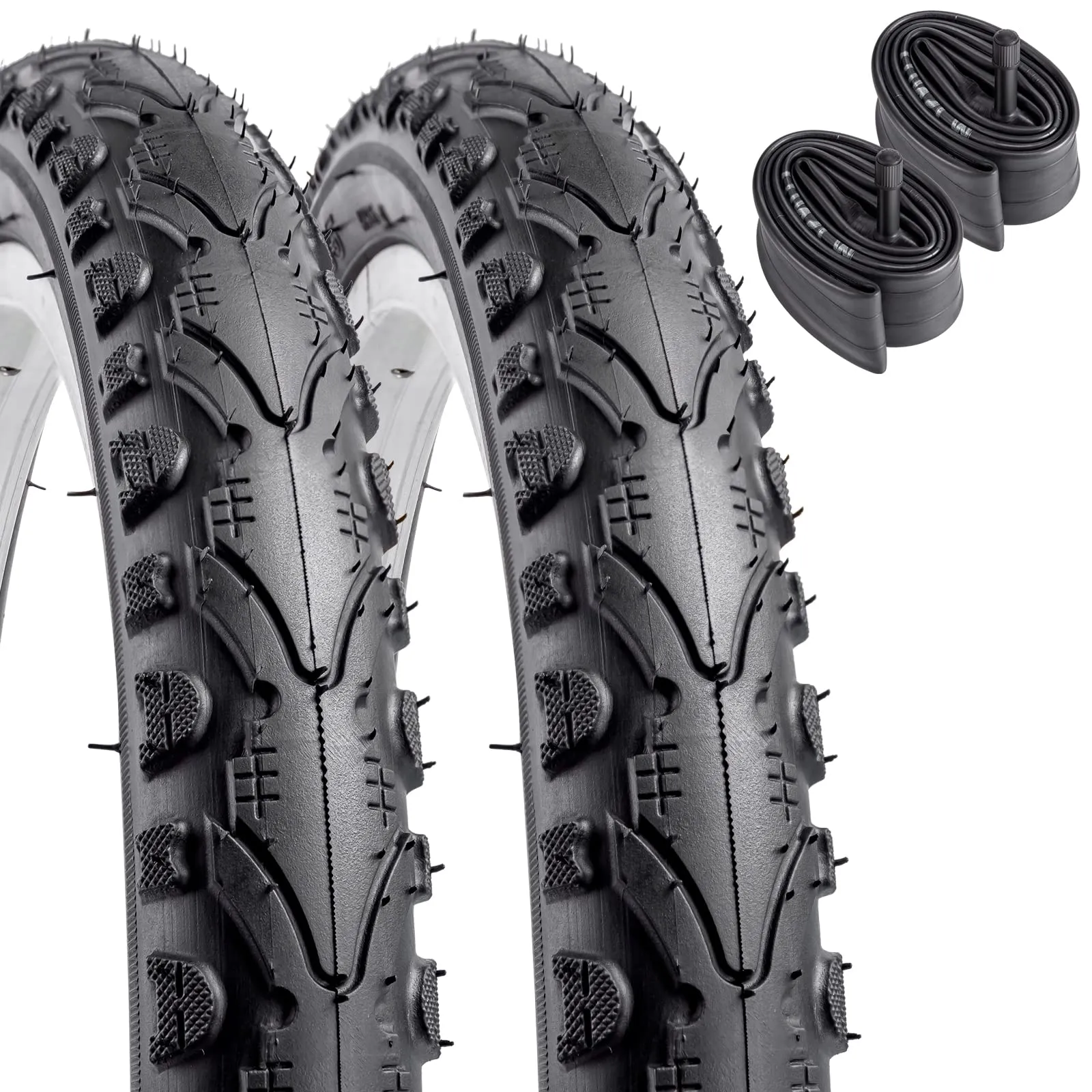 YUNSCM 2-Pack 16' Bike Tires 16x1.75 with Tubes, Schrader Valve, Durable Rubber, Black