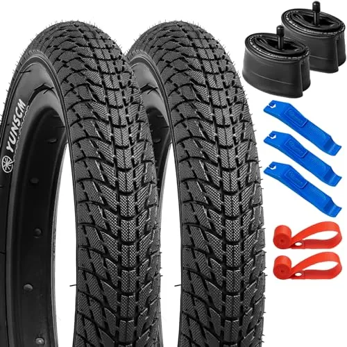 YUNSCM 2-PCS 12' Bike Tires and Tubes Set, 12x2.125, Compatible with 12x1.95 to 12x2.15 Models