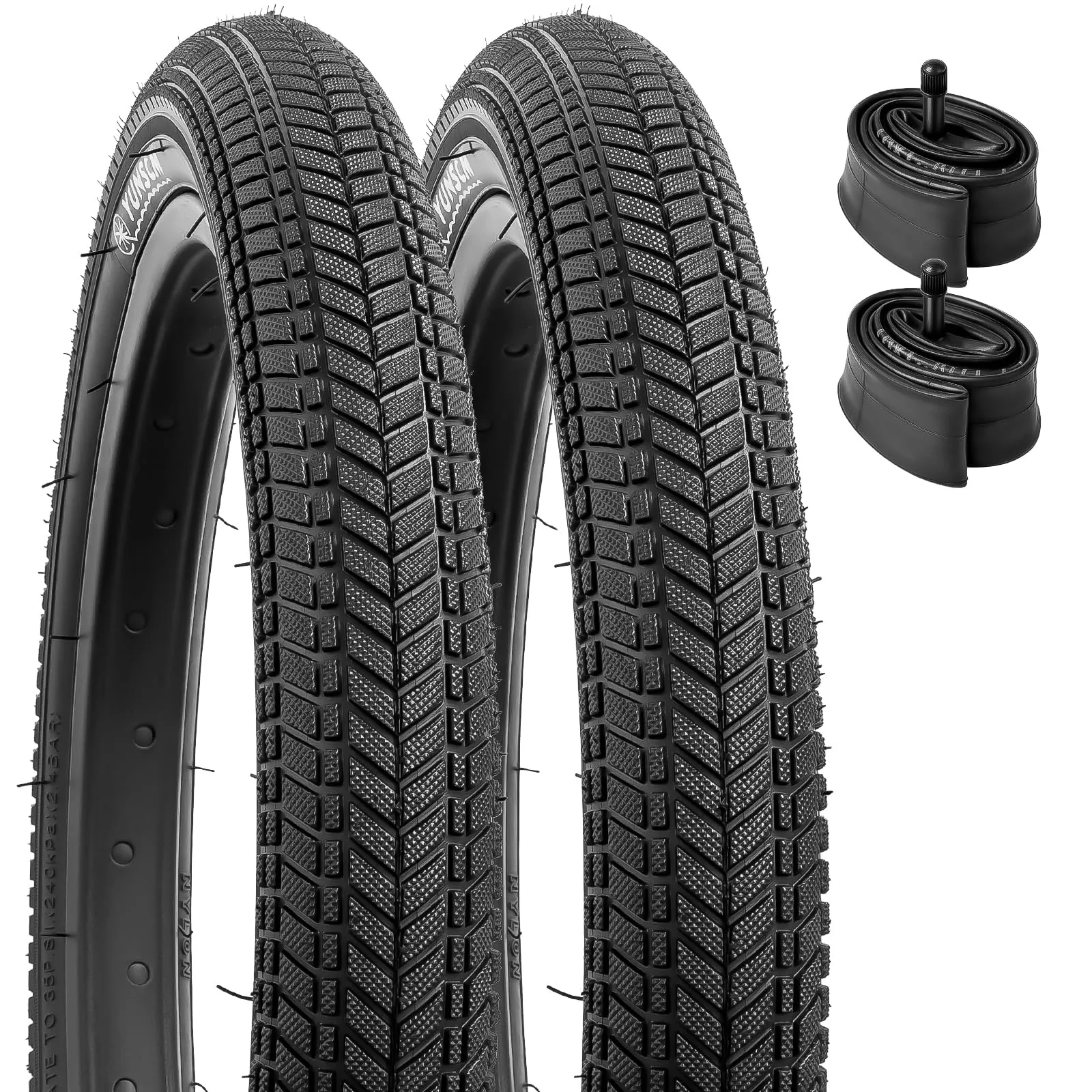 YunSCM 2-PCS 16' Bike Tires & Tubes Set, 16x2.125 with Schrader Valve, Ultra-Durable & Foldable