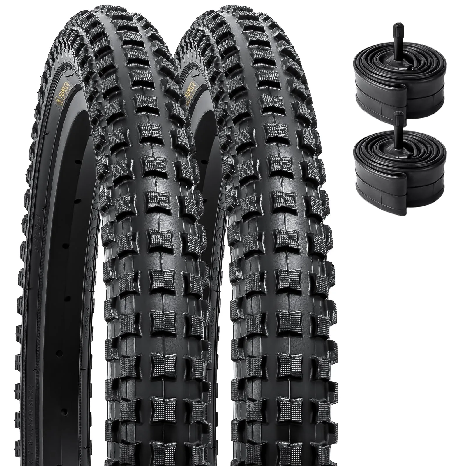 YUNSCM 2-PCS 18' Bike Tires 18x2.125 with Tubes for Mountain/Off Road Bikes, Durable & Foldable