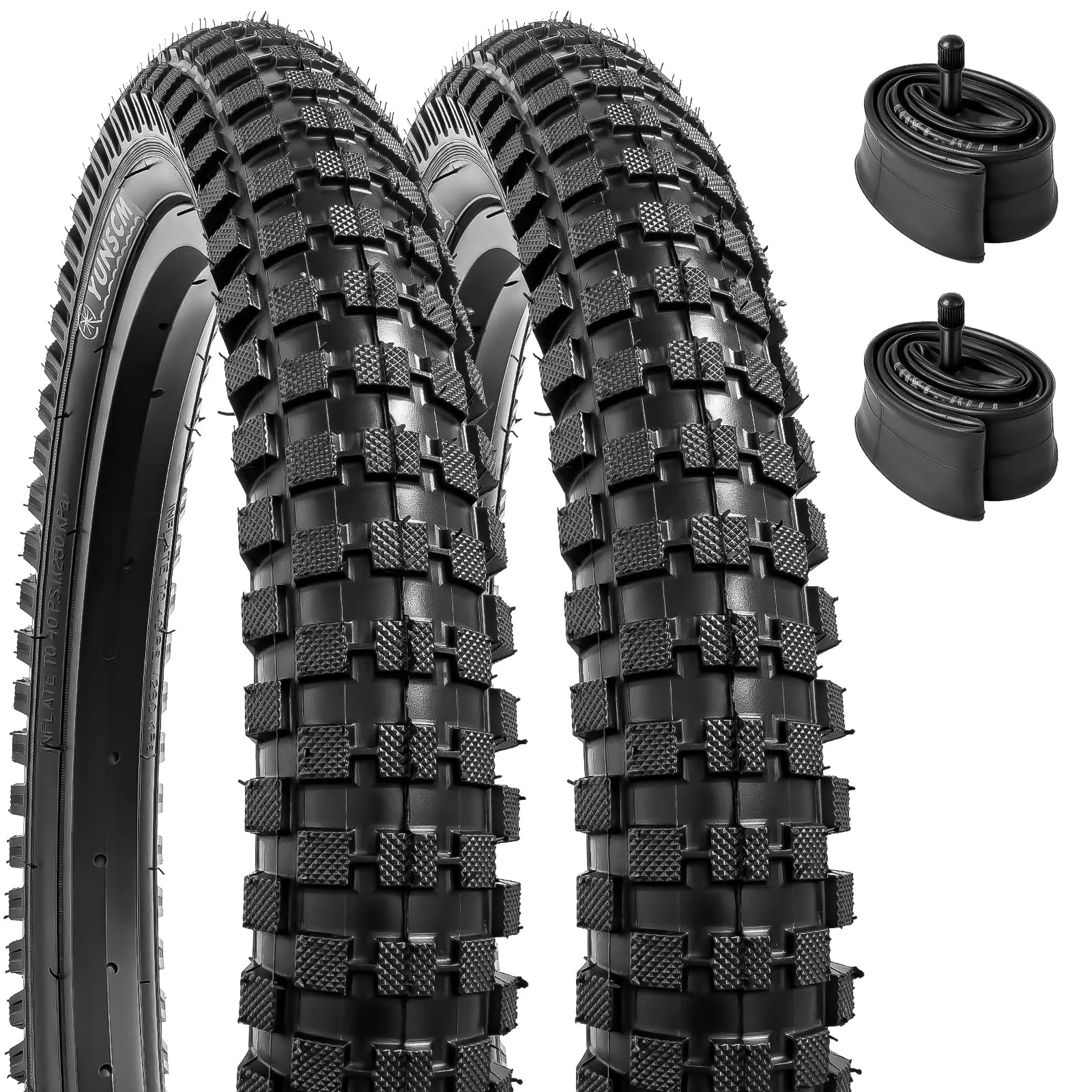 YunSCM 2-PCS 18' Bike Tires 18x2.40 & Tubes with Rim Strips for Mountain/Off-Road Bikes
