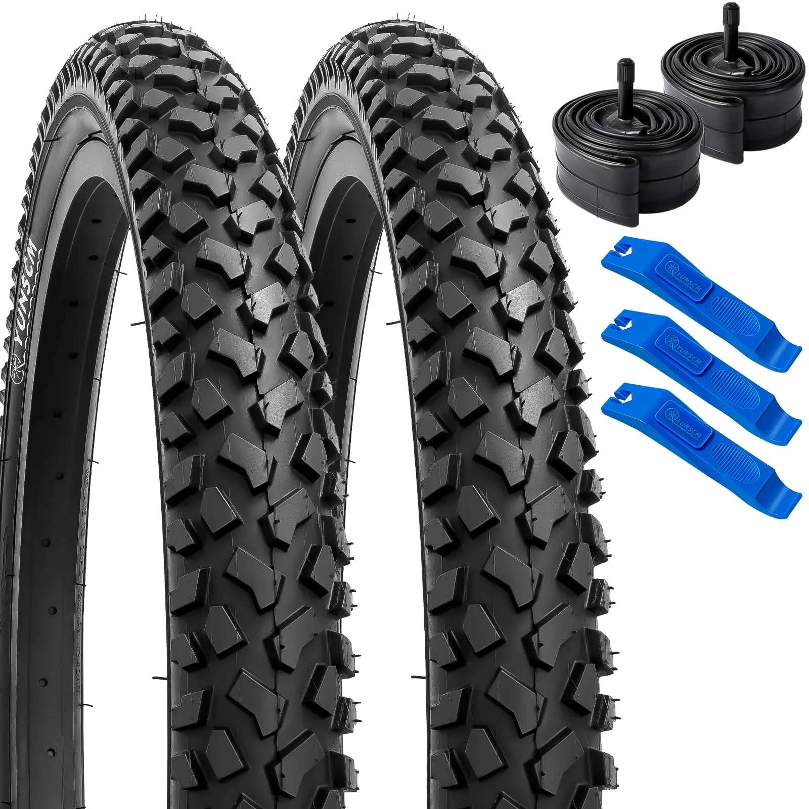 YUNSCM 2-PCS 20' Bike Tires 20x2.125 with Tubes & Rim Strips - Perfect for Mountain & Road Riding