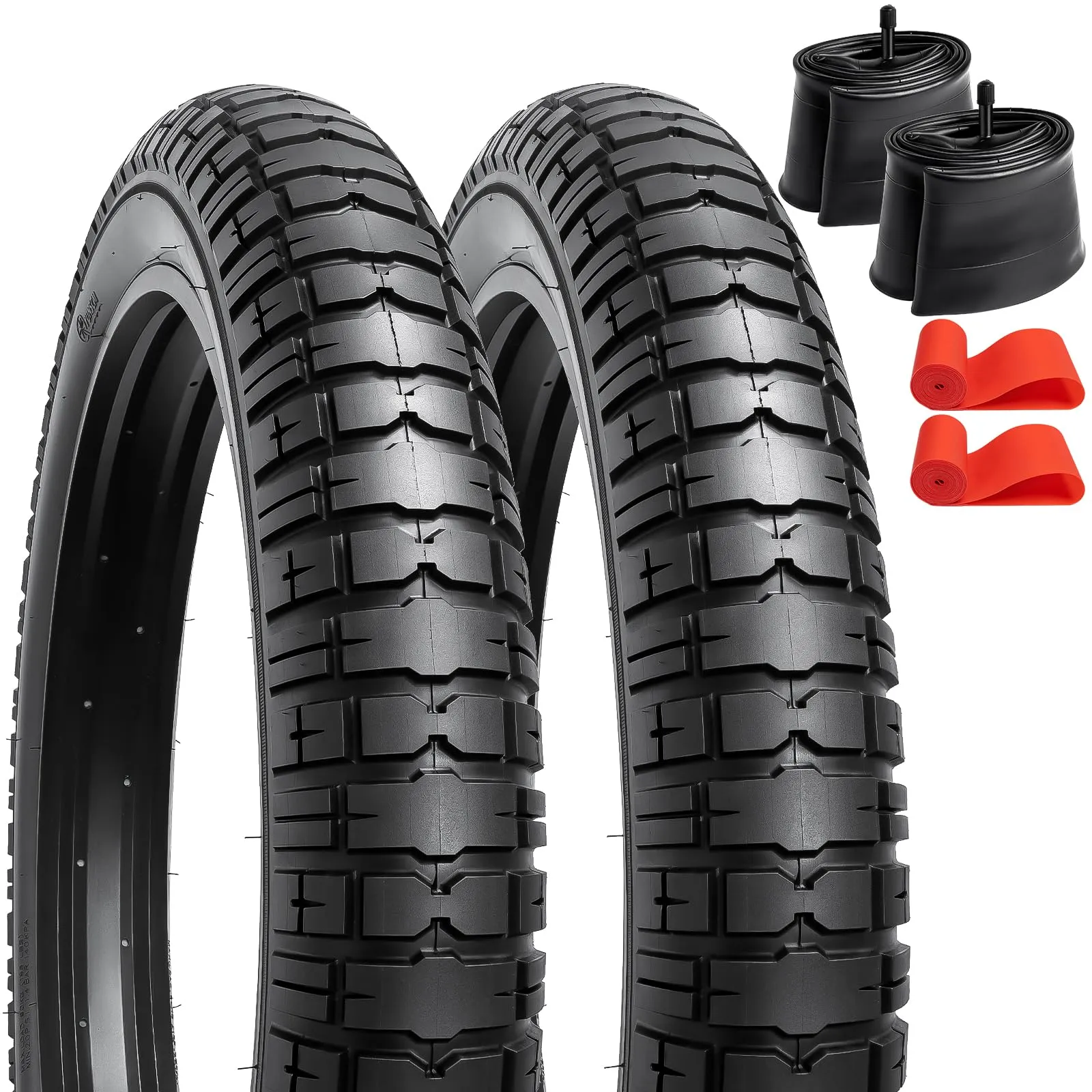 YUNSCM 2-PCS 20' Fat Bike Tires and Tubes Set - 20x4.50 Folding Replacement with Rim Strips