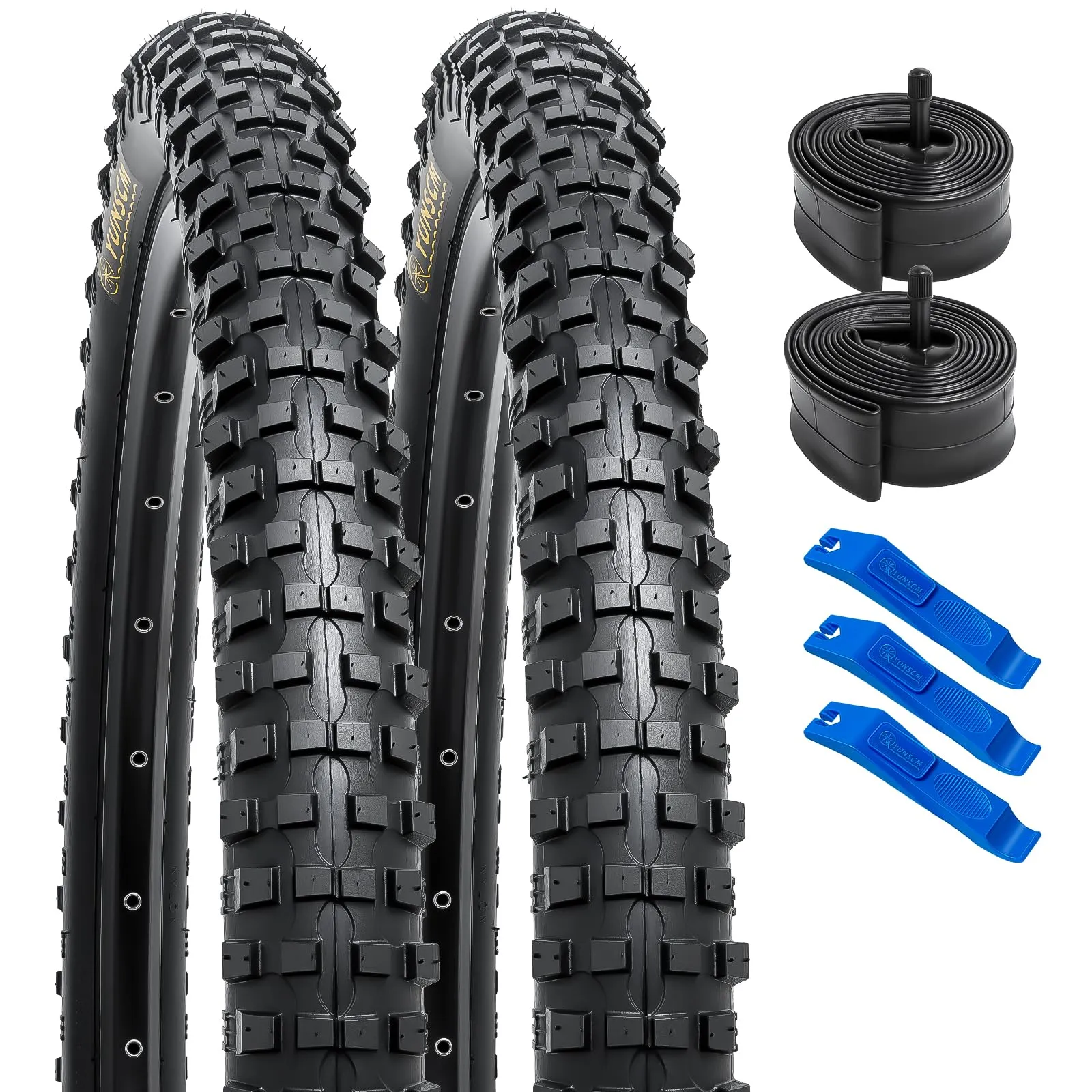 YUNSCM 2-PCS 24' Bike Tires 24x2.30/56-507 with Tubes for Mountain/Off-Road Bikes - Durable, Foldable