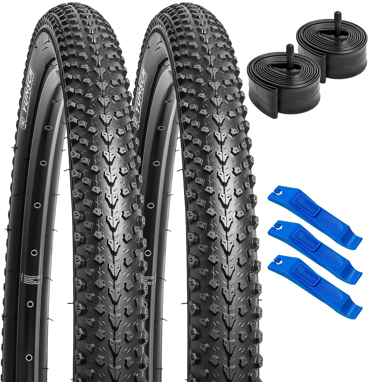 YUNSCM 2-PCS 24' Bike Tires and Tubes Set - 24x2.125/57-507, Schrader Valve, Durable & Foldable