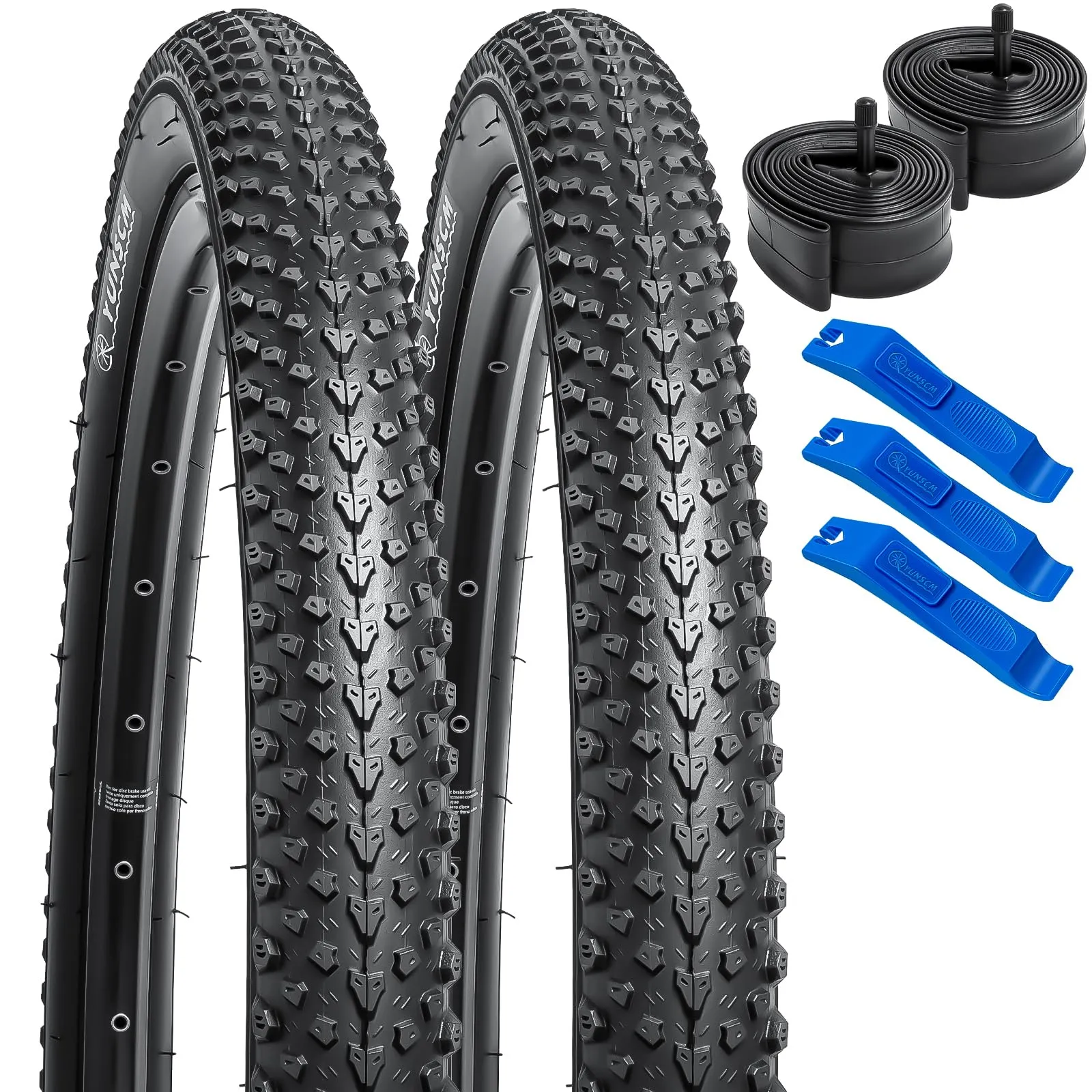 YUNSCM 2-PCS 26' Bike Tires 26x2.125 & Tubes Schrader Valve for Mountain & Off-Road Bikes