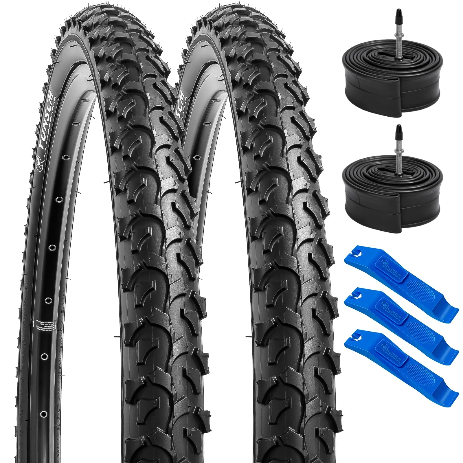 YUNSCM 2-PCS 26' Bike Tires 26x2.125 with Tubes Presta Valve for Mountain Bikes and Off-Roading