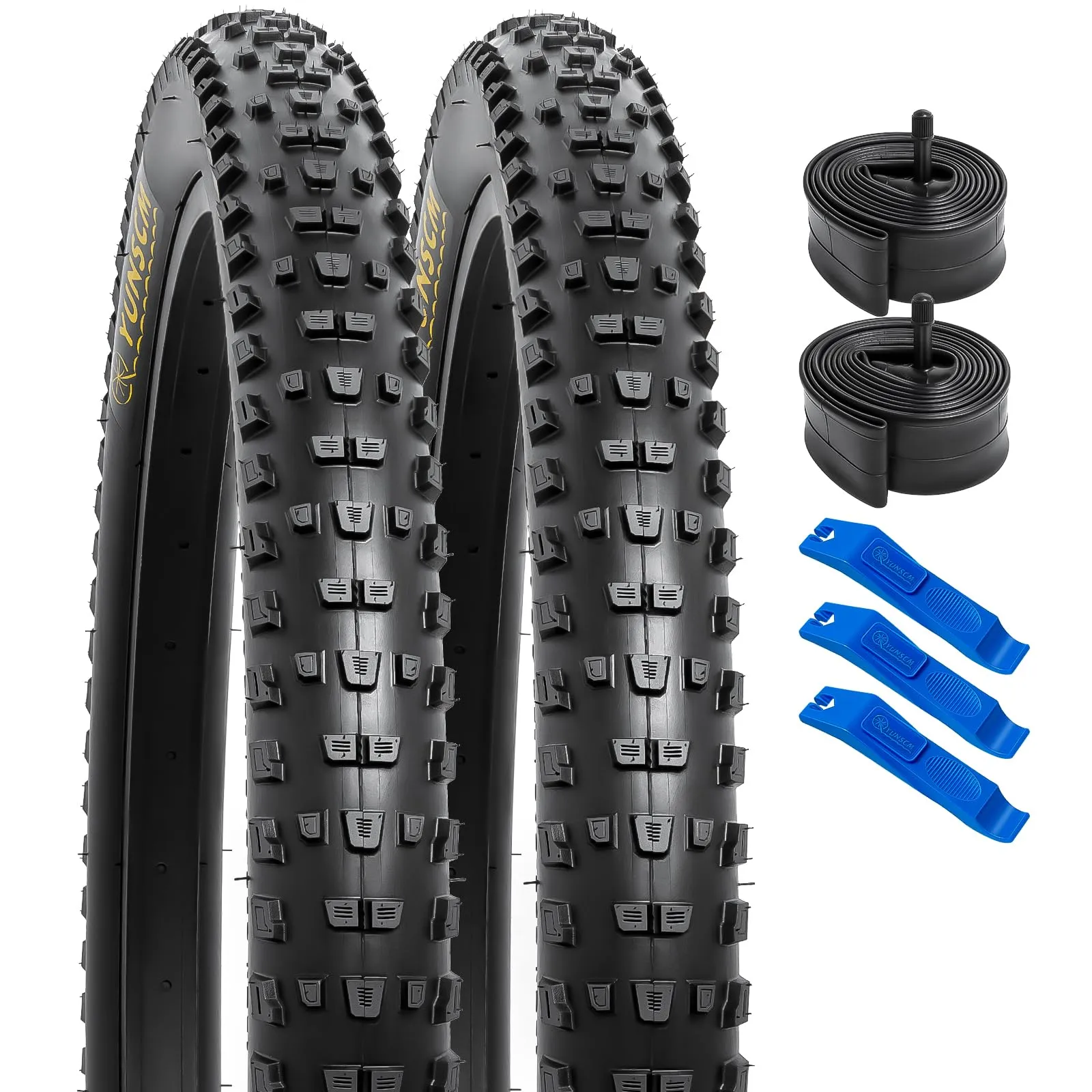 YUNSCM 2-PCS 26' Bike Tires 26x2.25 with Tubes for Mountain Bikes - Durable and Foldable