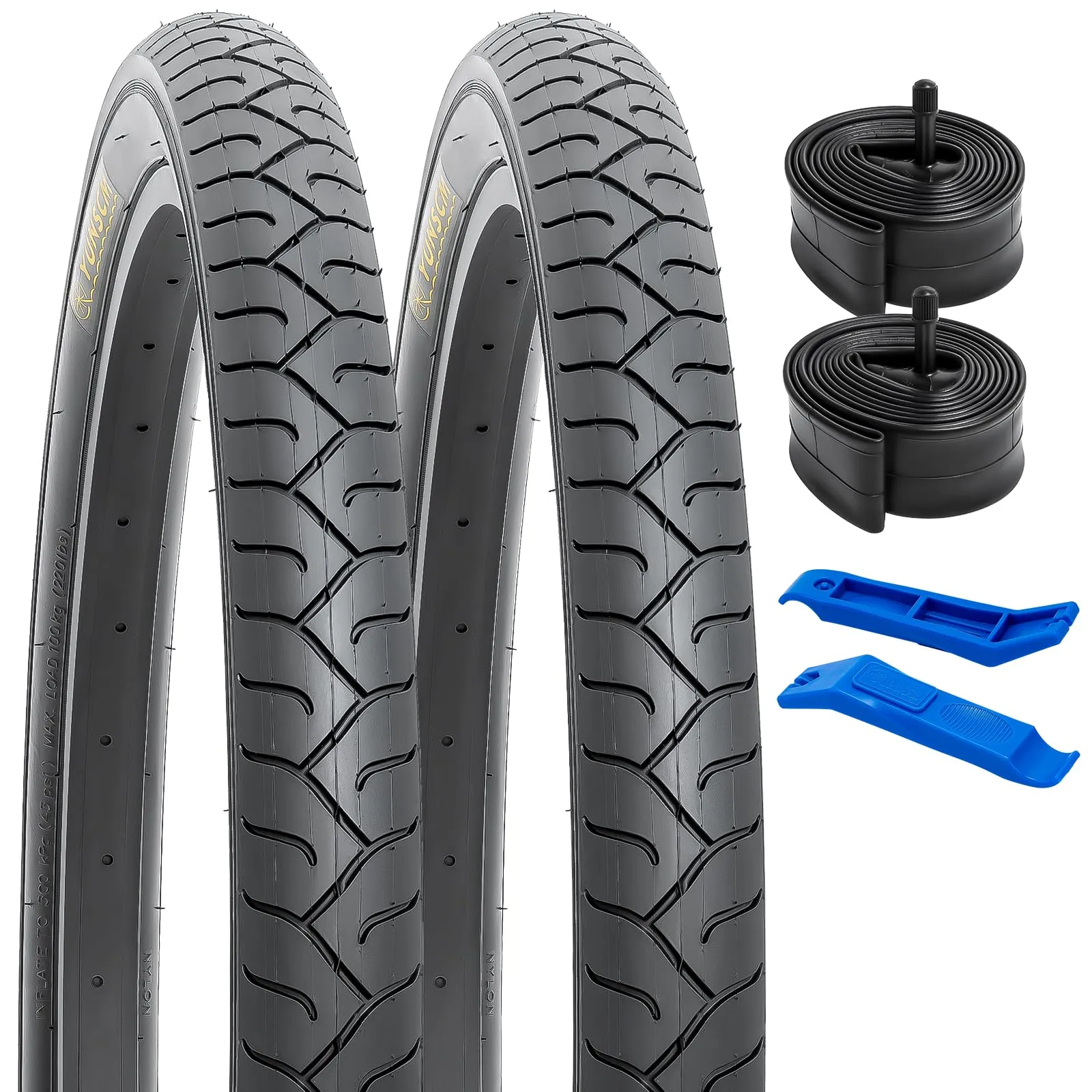 YUNSCM 2-PCS 26' Bike Tires & Tubes Set - 26x2.125, Compatible with 26x1.95, 26x2.0, 26x2.10