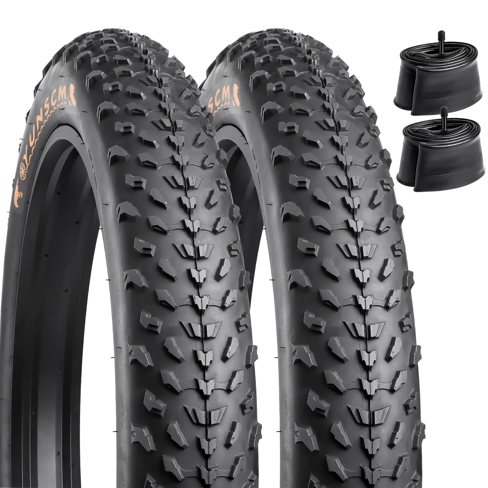 YUNSCM 2-PCS 26'' Fat Bike Tires 26x4.0 with Tubes Schrader Valve for Mountain E-Bike