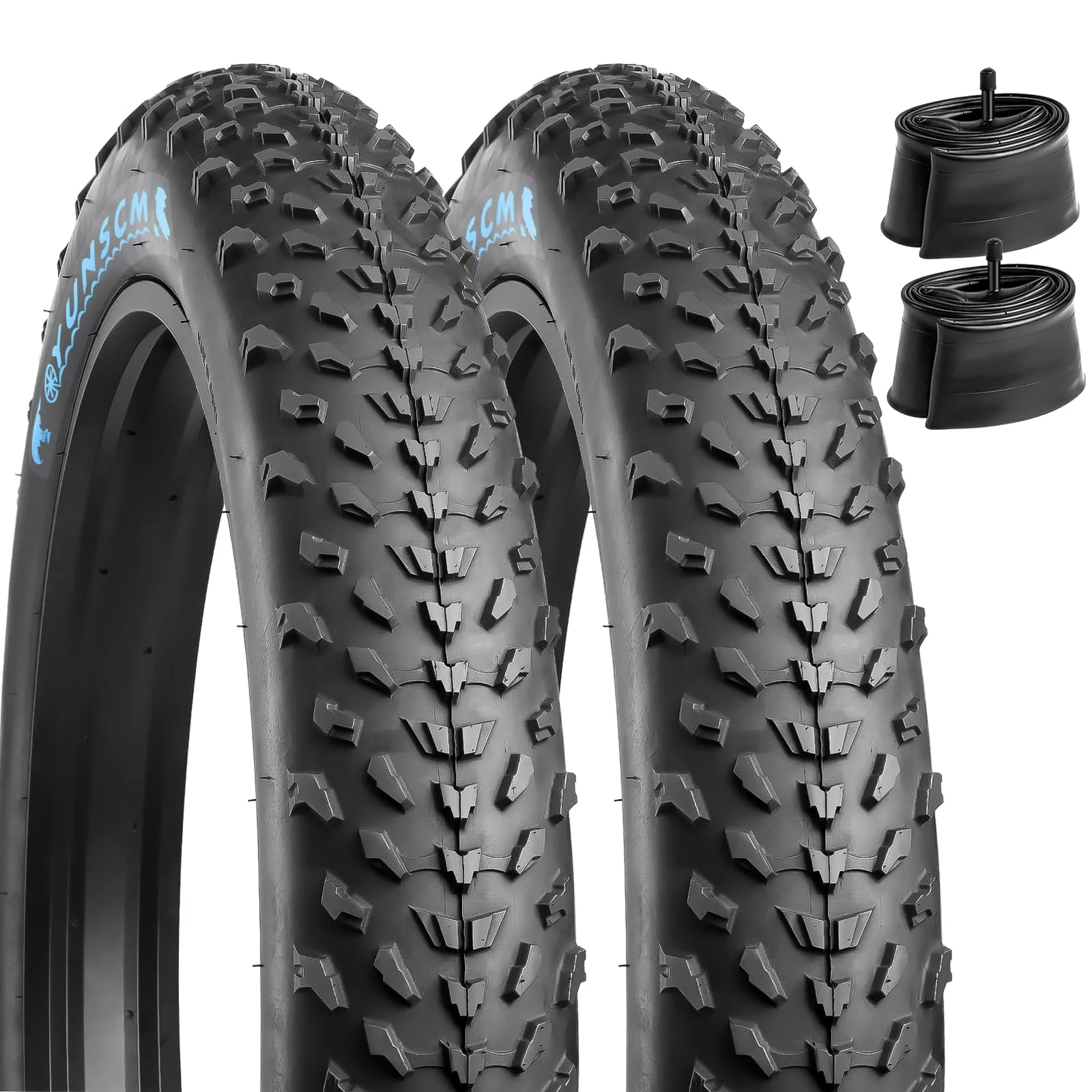 YUNSCM 2-PCS 26'' Fat Bike Tires and Tubes, 26x4.0, Schrader Valve, Ultra-Durable and Reliable