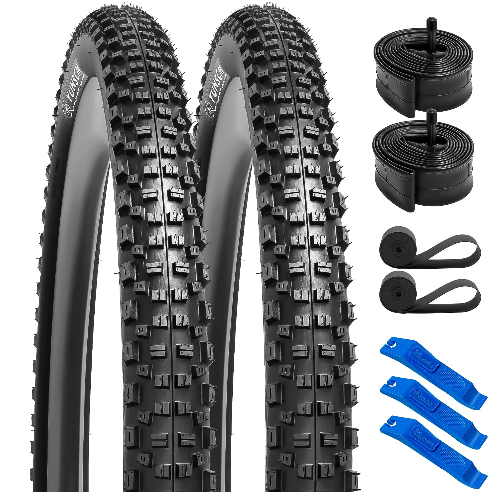 YUNSCM 2-PCS 27.5' Bike Tires & Tubes Set, 120TPI, Foldable, Durable, Compatible with 27.5x2.125-2.30