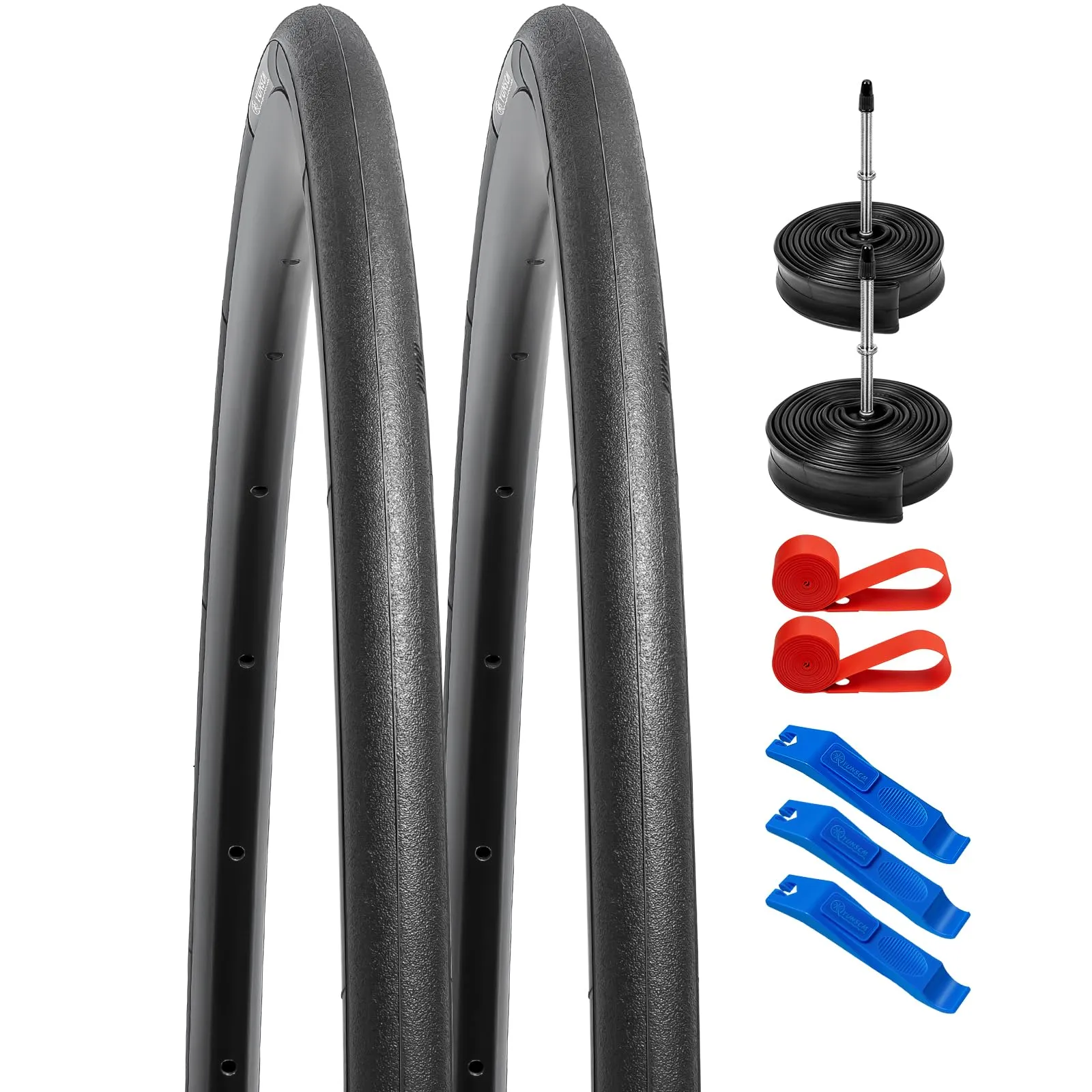 YUNSCM 2-PCS 700C Bike Tires 700X23C/23-622 with Tubes & Rim Strips - Durable & Compatible