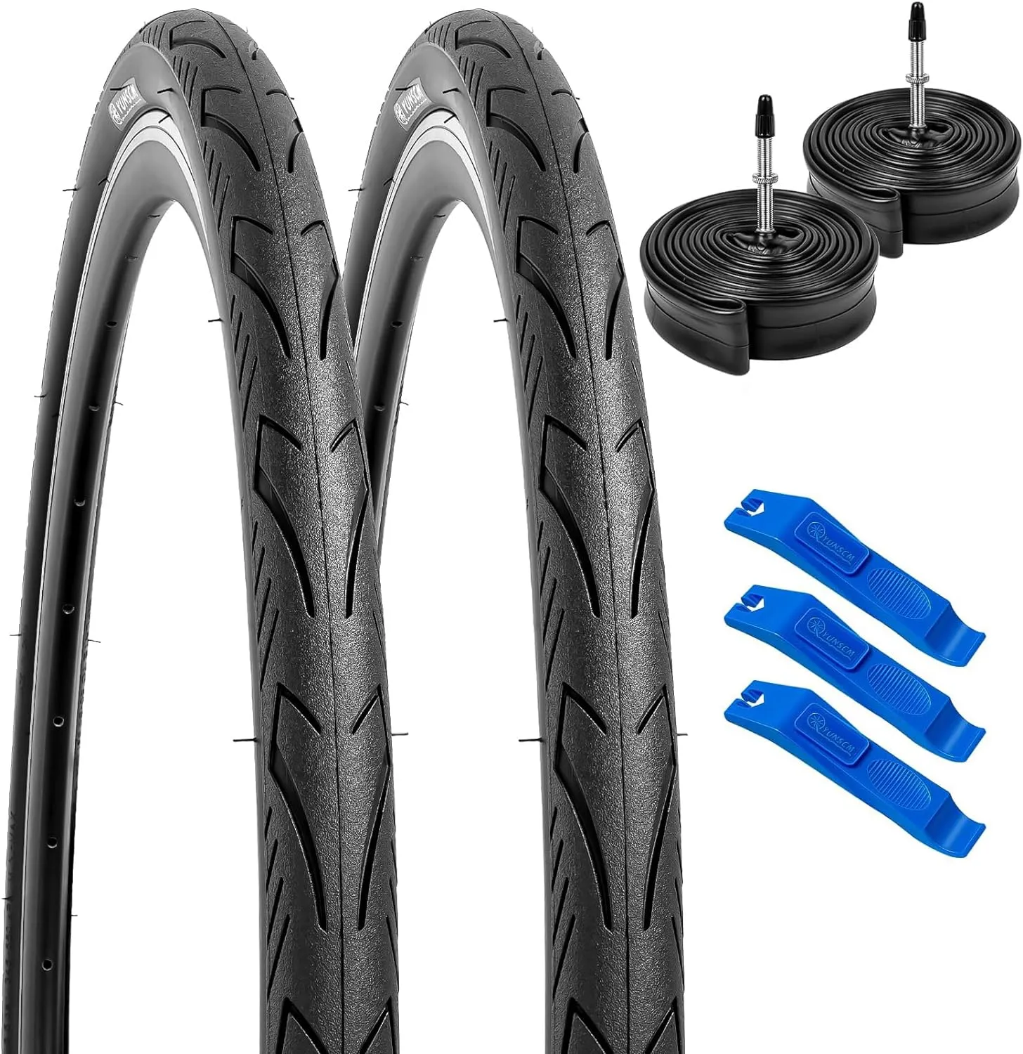 YUNSCM 2-PCS 700C Bike Tires 700x32C with Tubes and Antipuncture Protection for Urban Riding