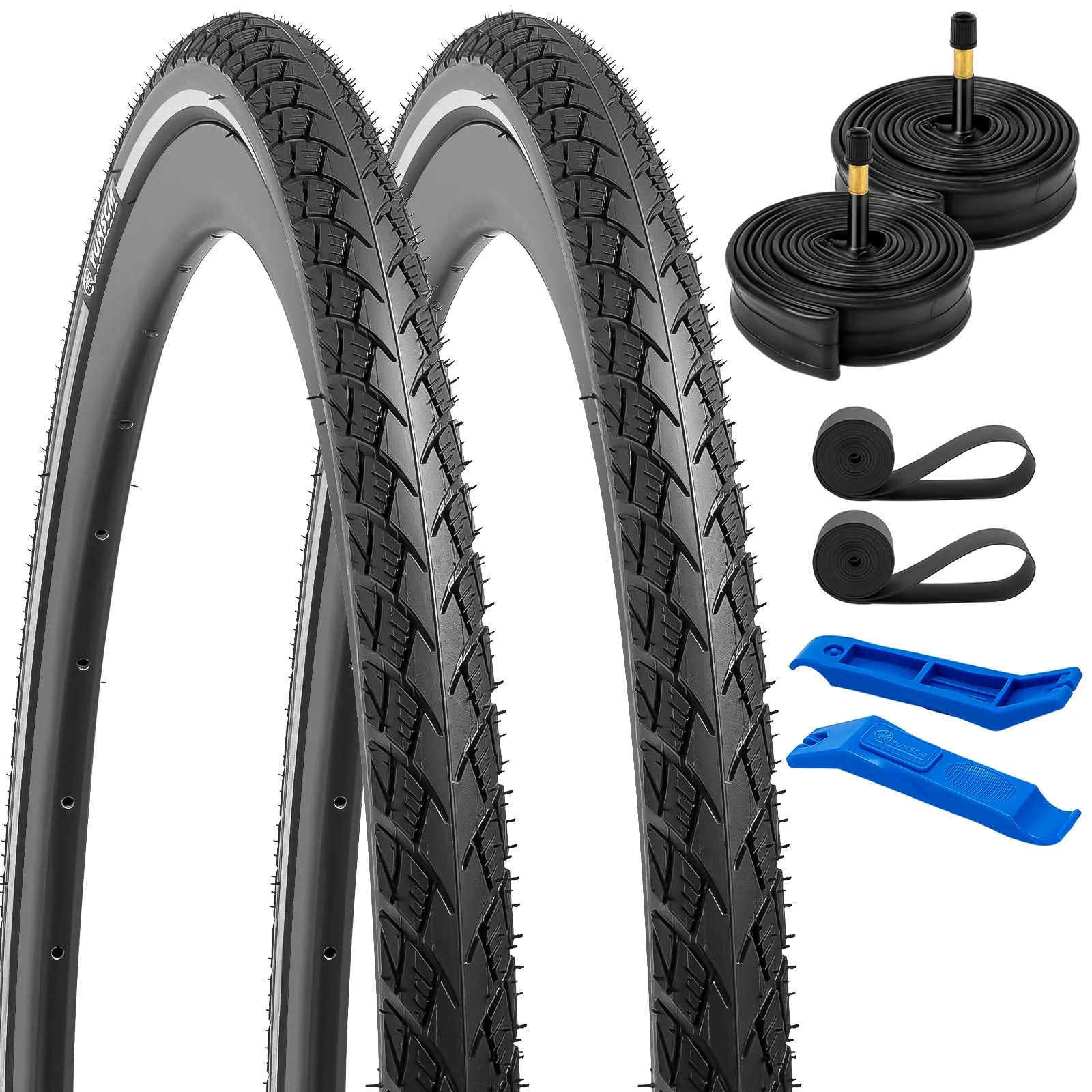 YUNSCM 2-PCS 700C Bike Tires 700X40C/42-622 with Tubes, Schrader Valve & Rim Strips for Bicycles