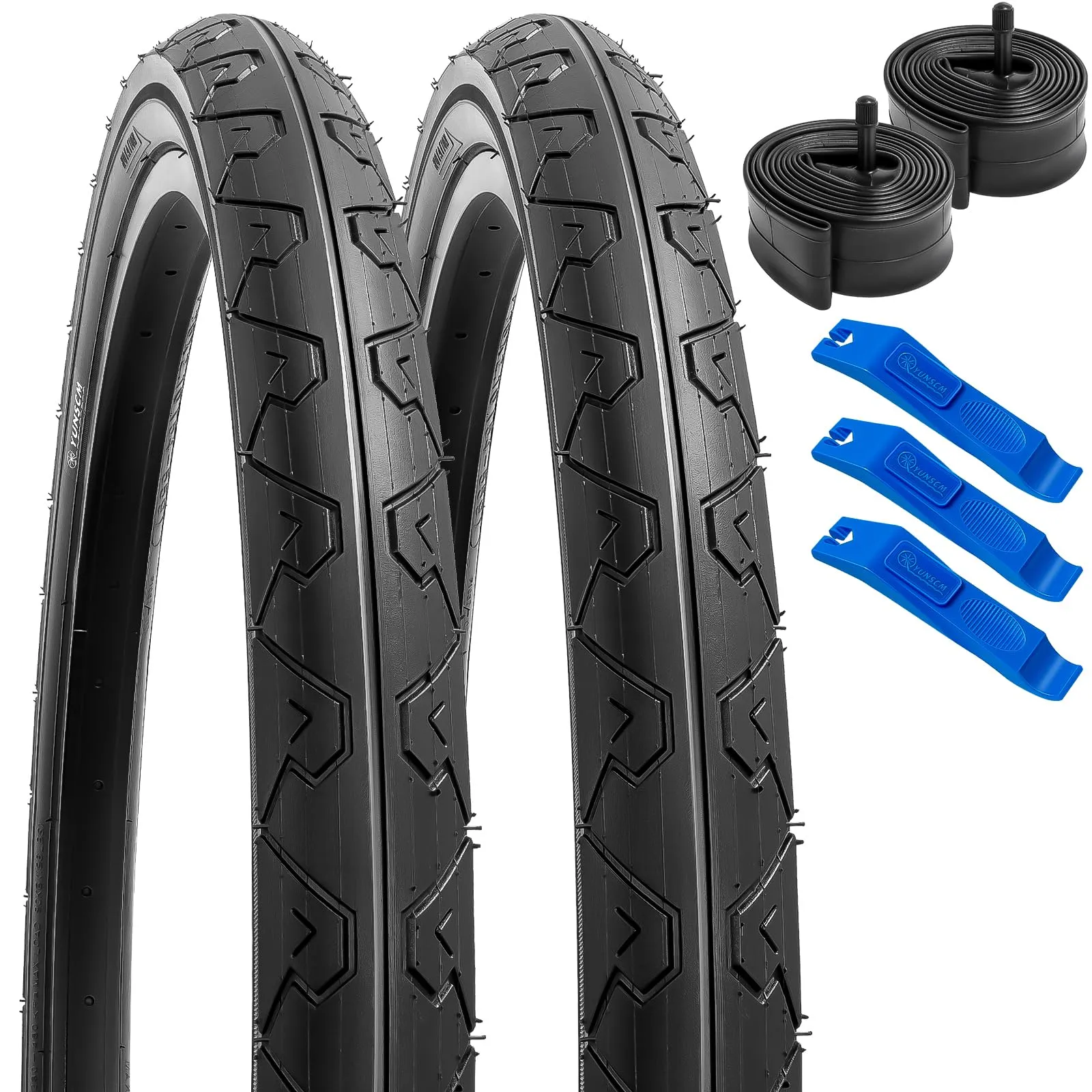 YUNSCM 2-Piece 26' Bike Tires 26x2.125 & Tubes 26x1.75/2.125 with Schrader Valve for Urban Riding