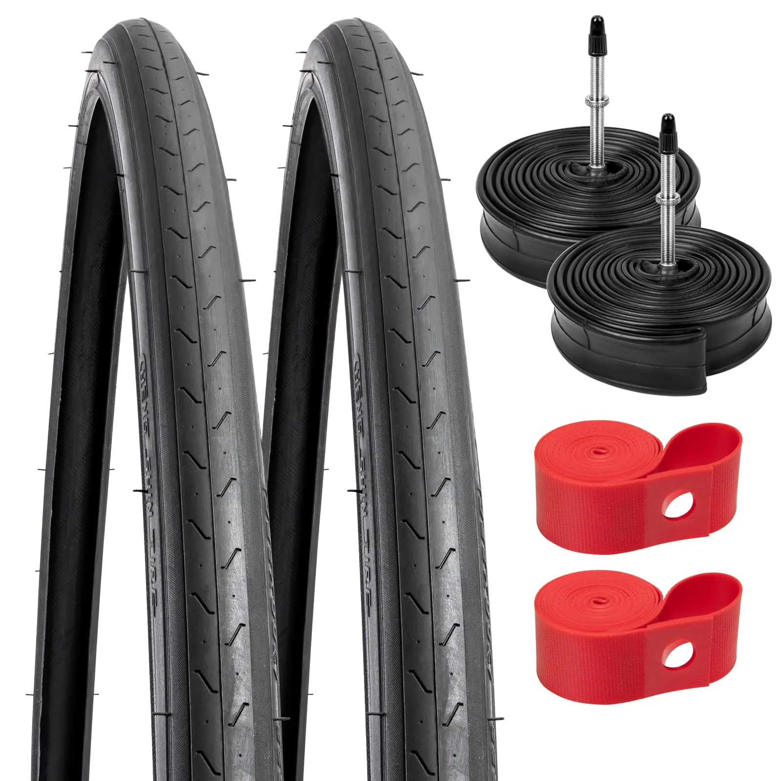 YUNSCM 2-Piece 700C Bike Tires and Tubes Set - 700x25C/25-622 with FV60mm Presta Valve