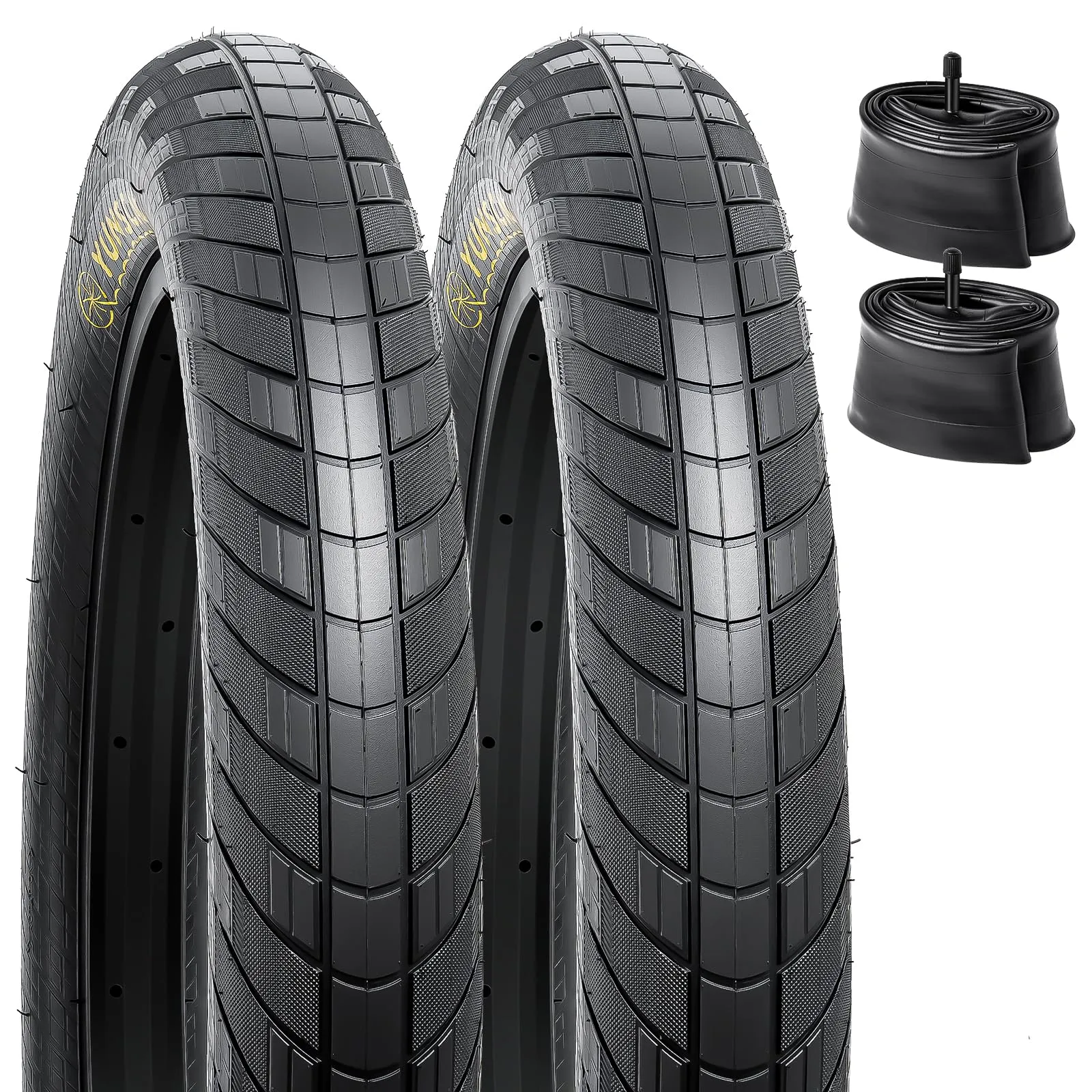 YUNSCM 20' Bike Fat Tires & Tubes Set - 20x3.0 Folding Tires with Schrader Valves & Rim Strips